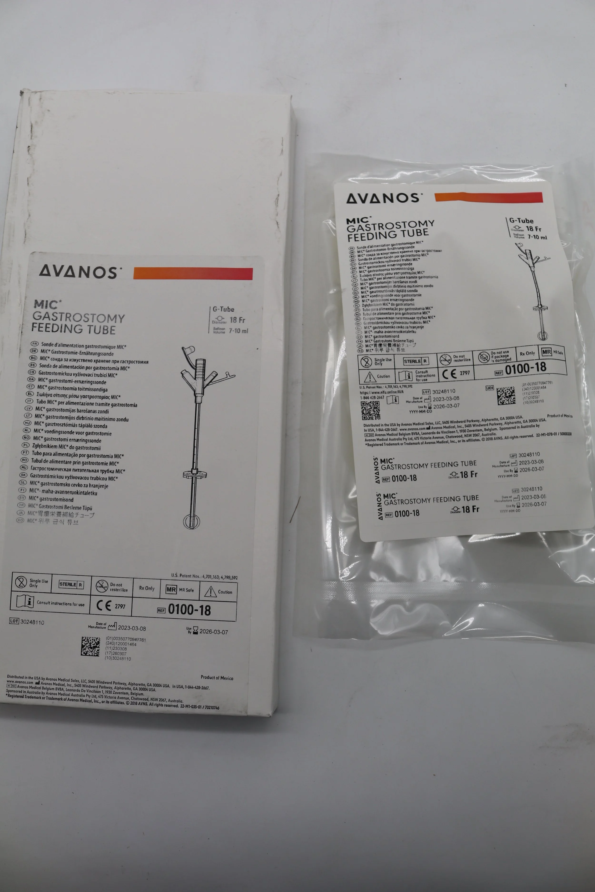Avanos | 0100-18 | MIC* Gastronomy Feeding Tube 18 Fr Diameter 7-10mL Balloon Volume