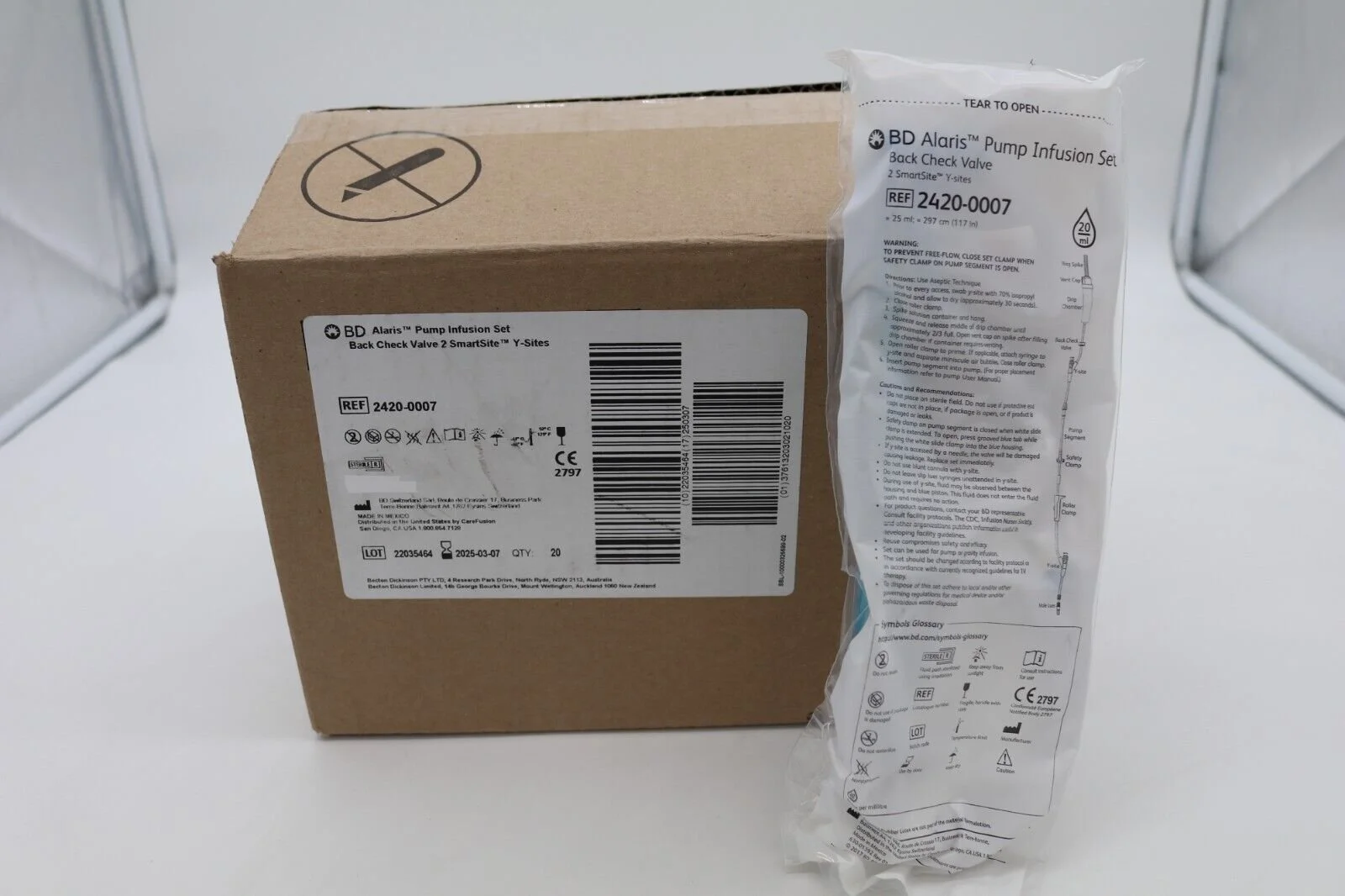 BD | 2420-0007 | SHORTDATE | Box of 20 | Alaris Pump Infusion Set Back Check Valve 2 SmartSite Y-Sites