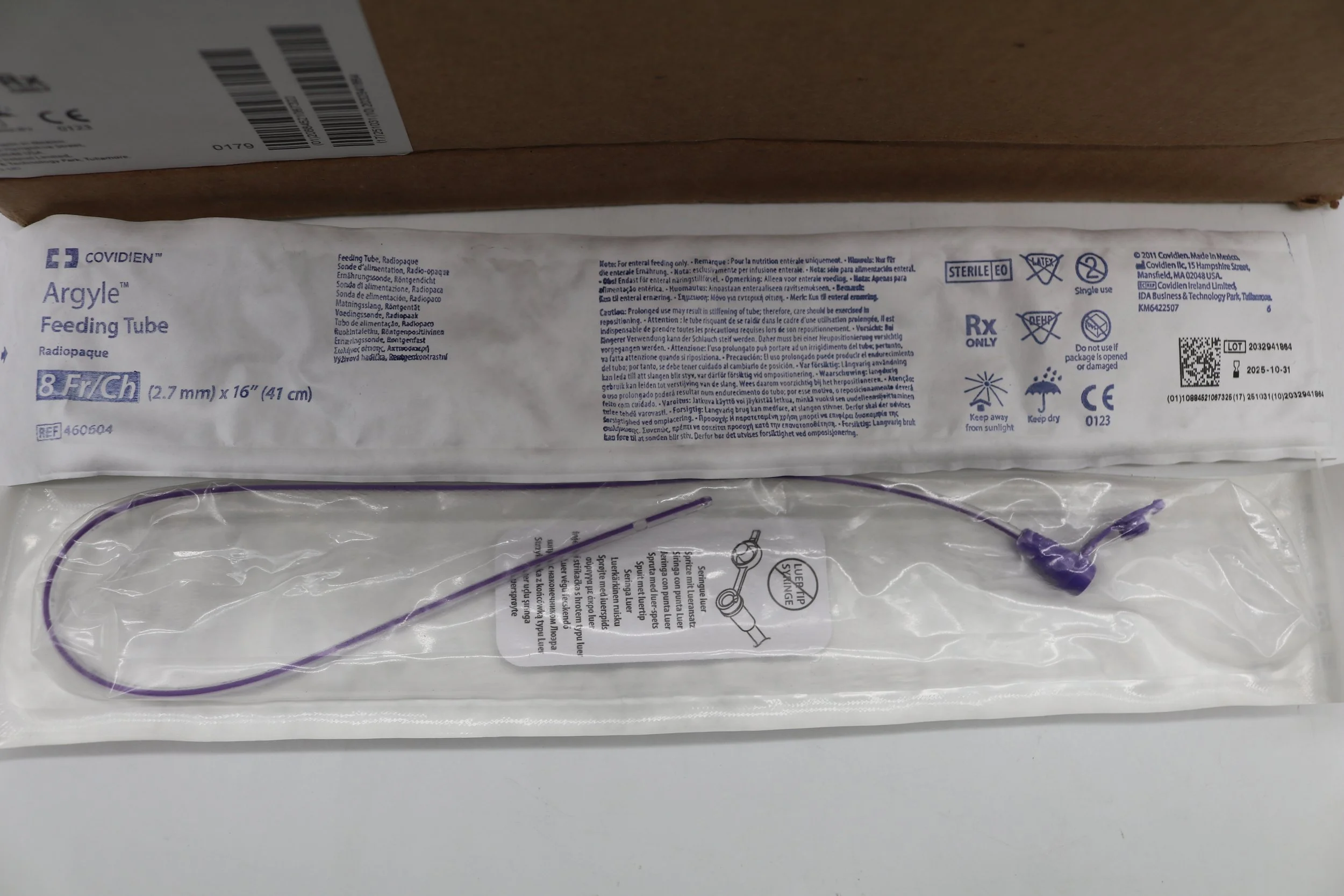 Covidien | 460604 | IN DATE | BOX OF 50 | Argyle Feeding Tube 8 Fr/Ch x 16in (2.7mm x 41cm)