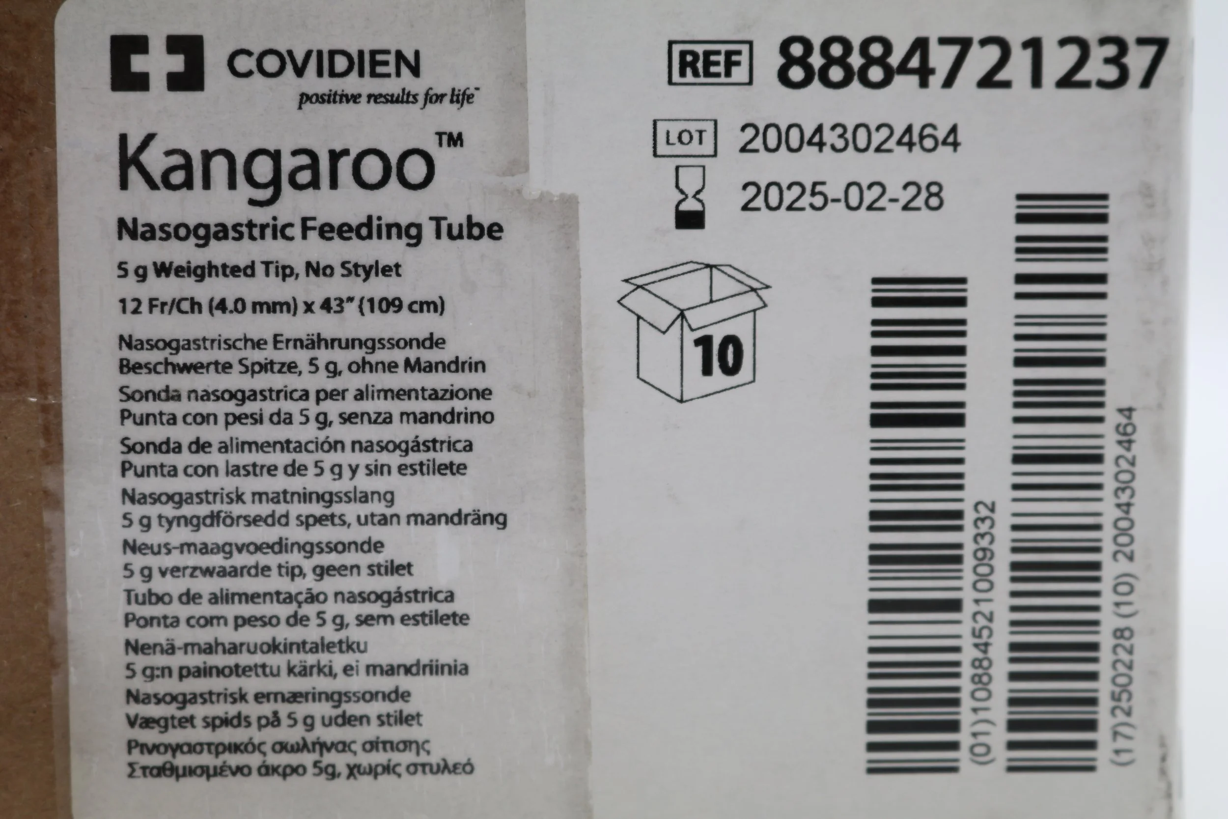 Covidien | 8884721237 | IN DATE | BOX OF 10 | Kangaroo Nasogastric Feeding Tube