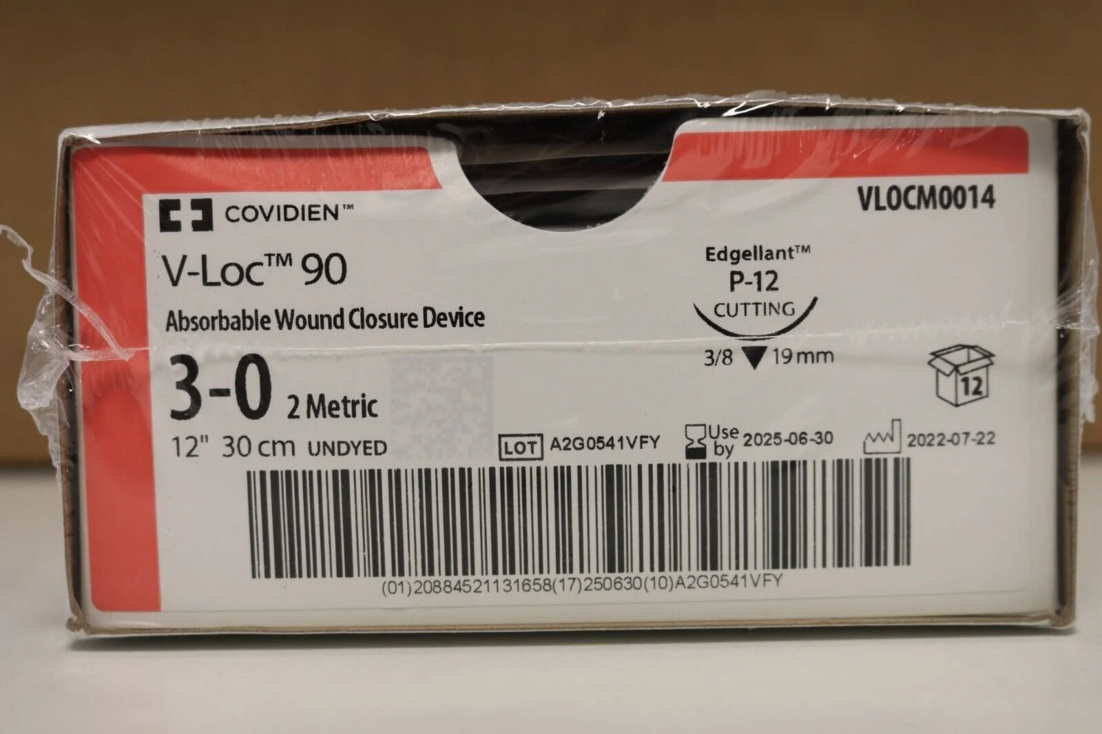 COVIDIEN | VLOCM0014 | Box of 12 | V-LOC 90 Absorbable Wound Closure Device 3-0 2 Metric 12" 30cm UNDYED