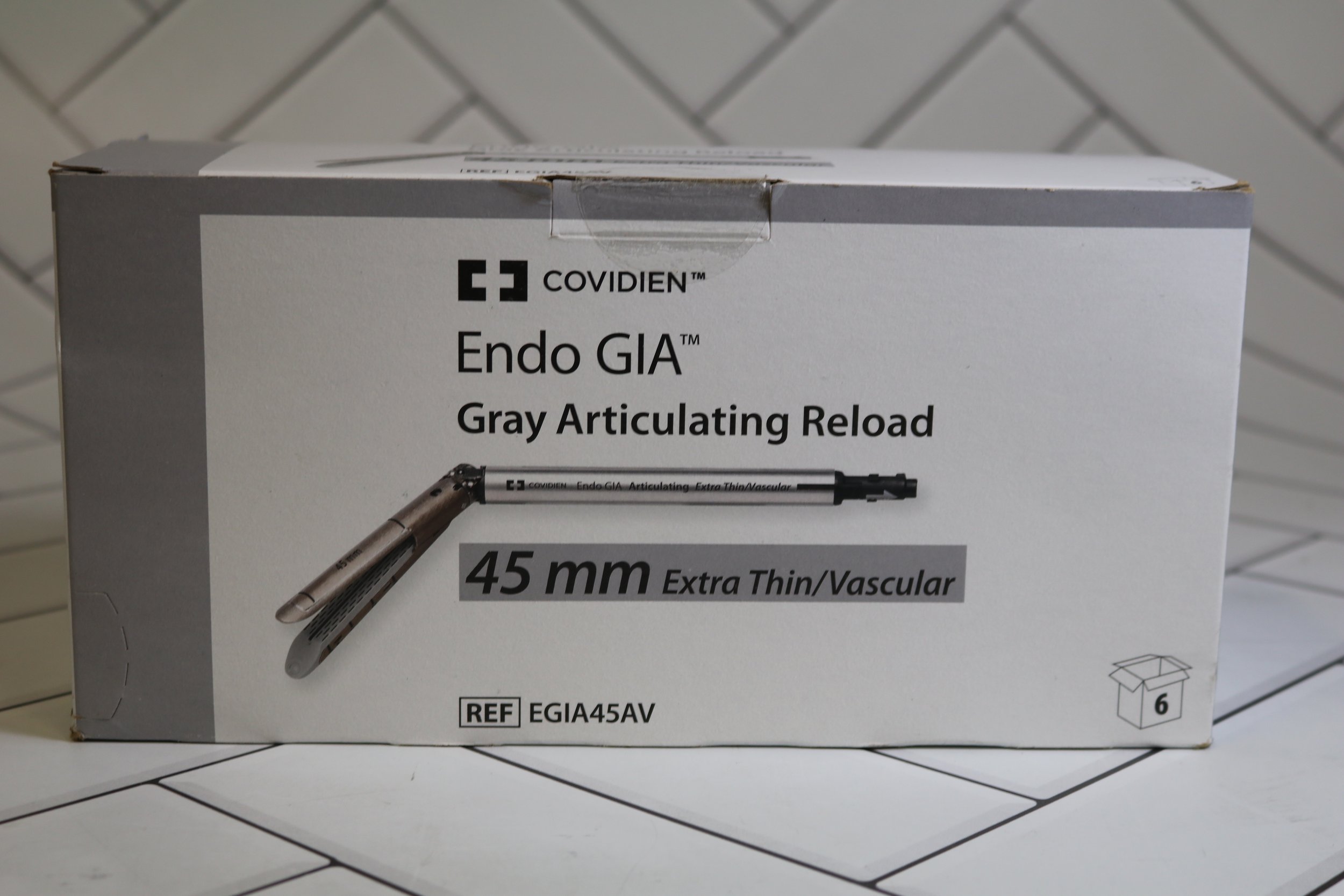 Covidien | EGIA45AV | IN-DATE | Box of 6 | Endo GIA Gray Articulating Reload 45mm Extra Thin/Vascular