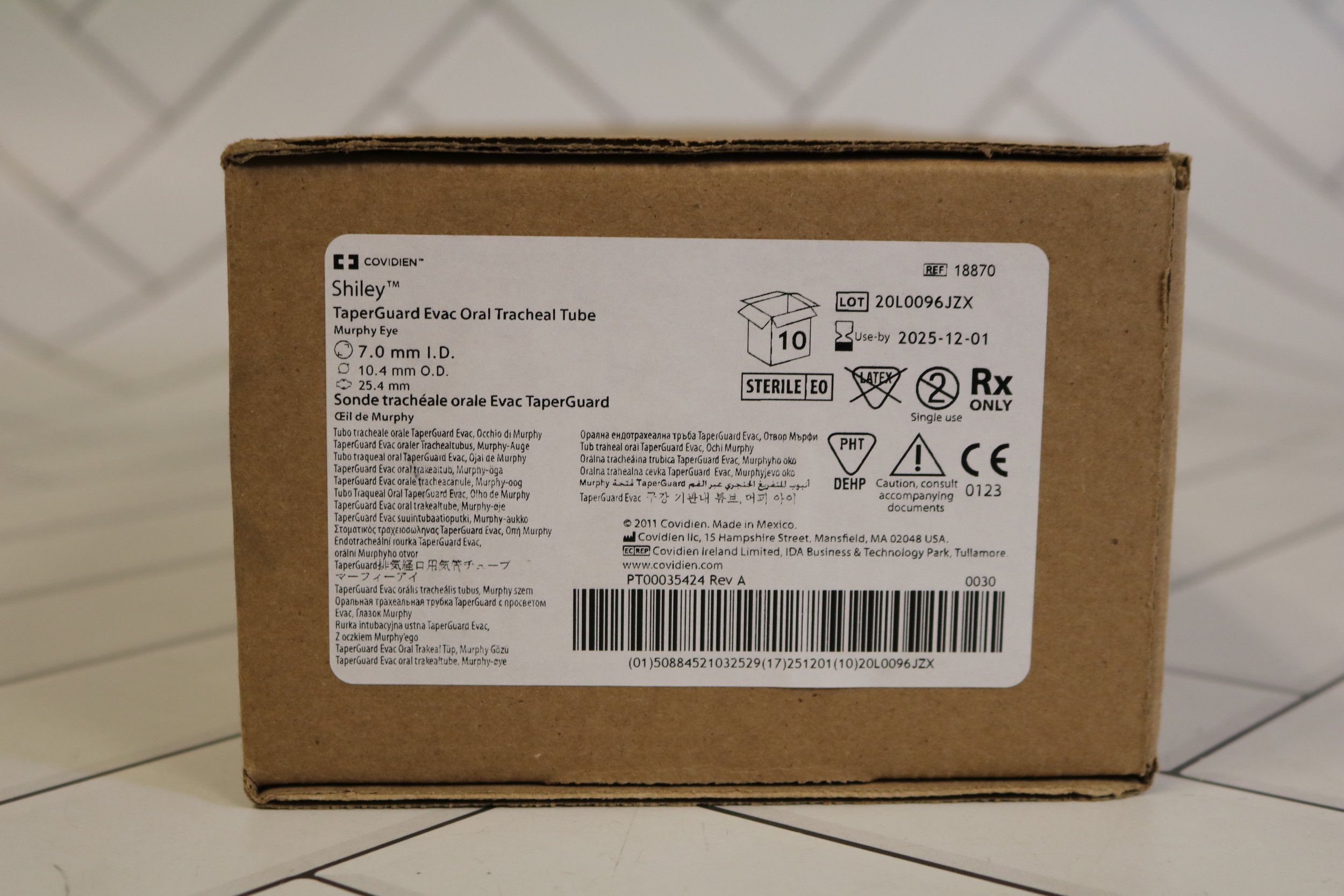 Covidien | 18870 | IN-DATE | Box of 10 | Shiley TaperGuard Evac Oral Tracheal Tube