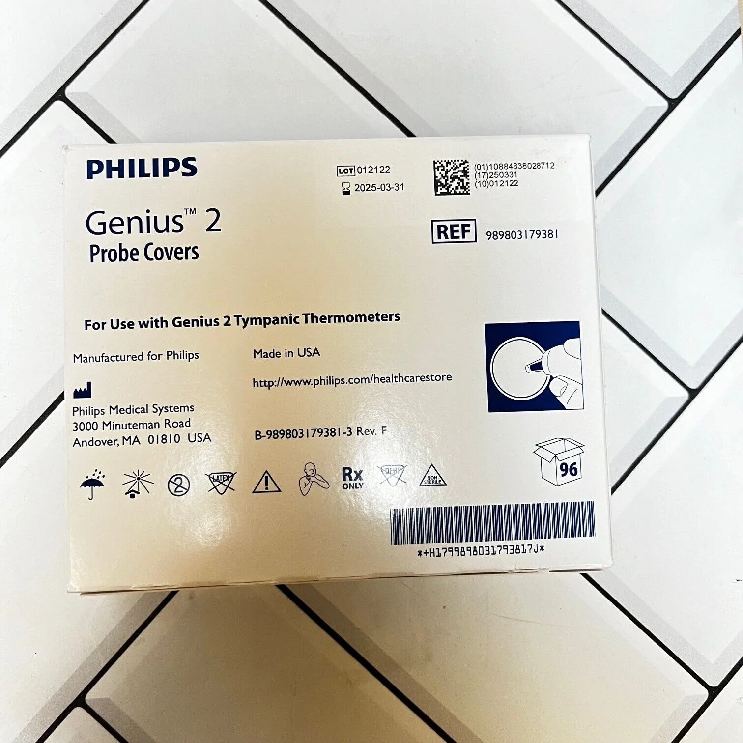 Philips | 989803179381 | Box of 96 | Genius 2 Probe Covers for use with Genius 2 Tympanic Thermometers