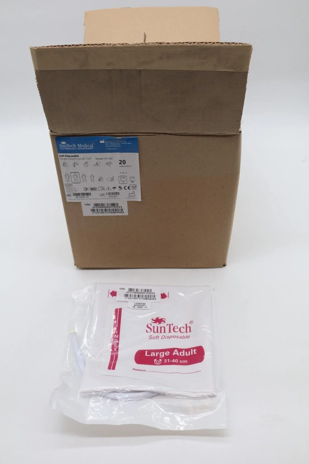 SunTech | 98-0400 | NO DATE | BOX OF 20 | Soft Disposable Blood Pressure Cuff Large Adult 31-40cm