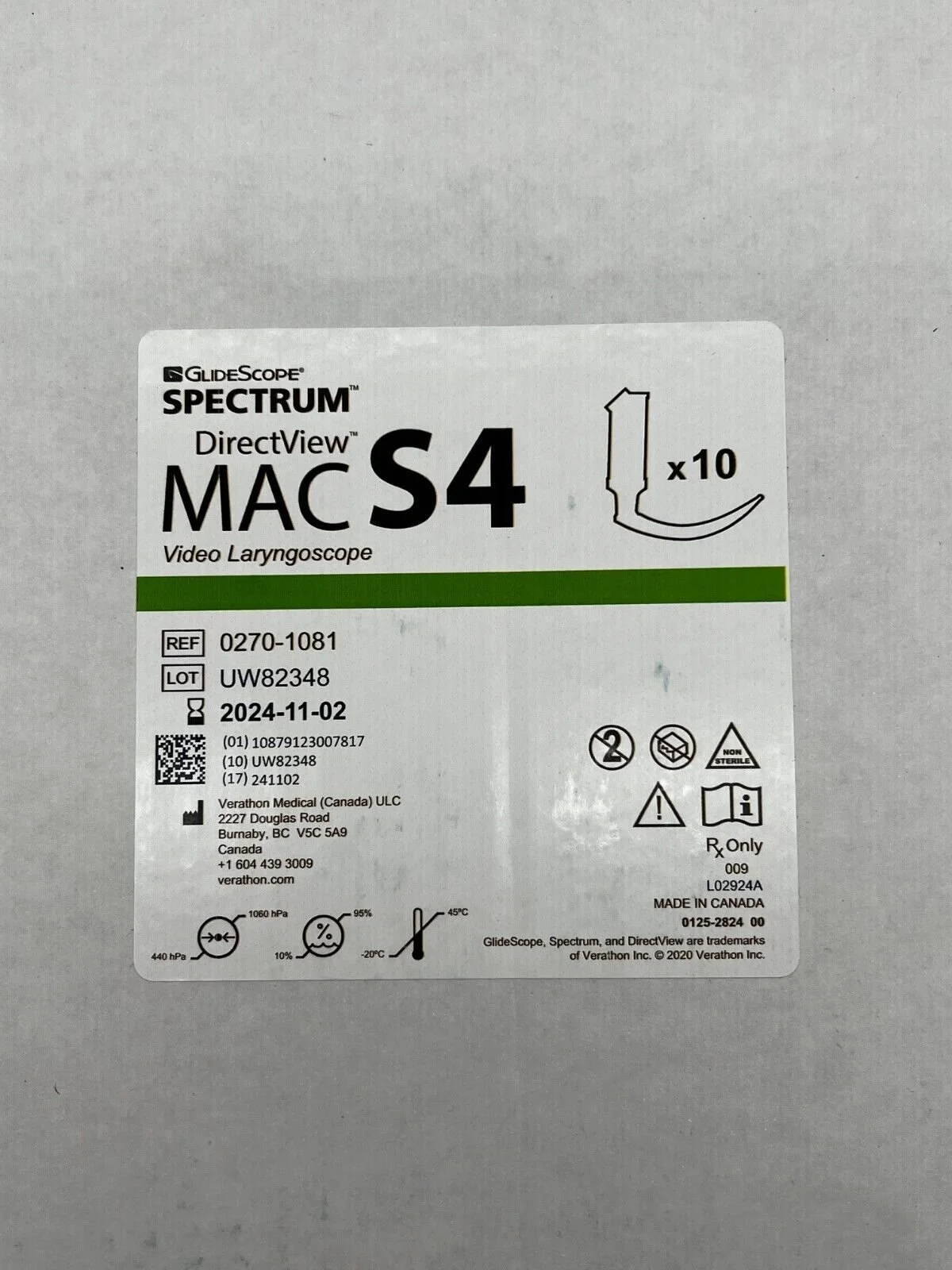 Verathon | 0270-1081 | Glidescope Mac S4 Direct View Video Laryngoscope