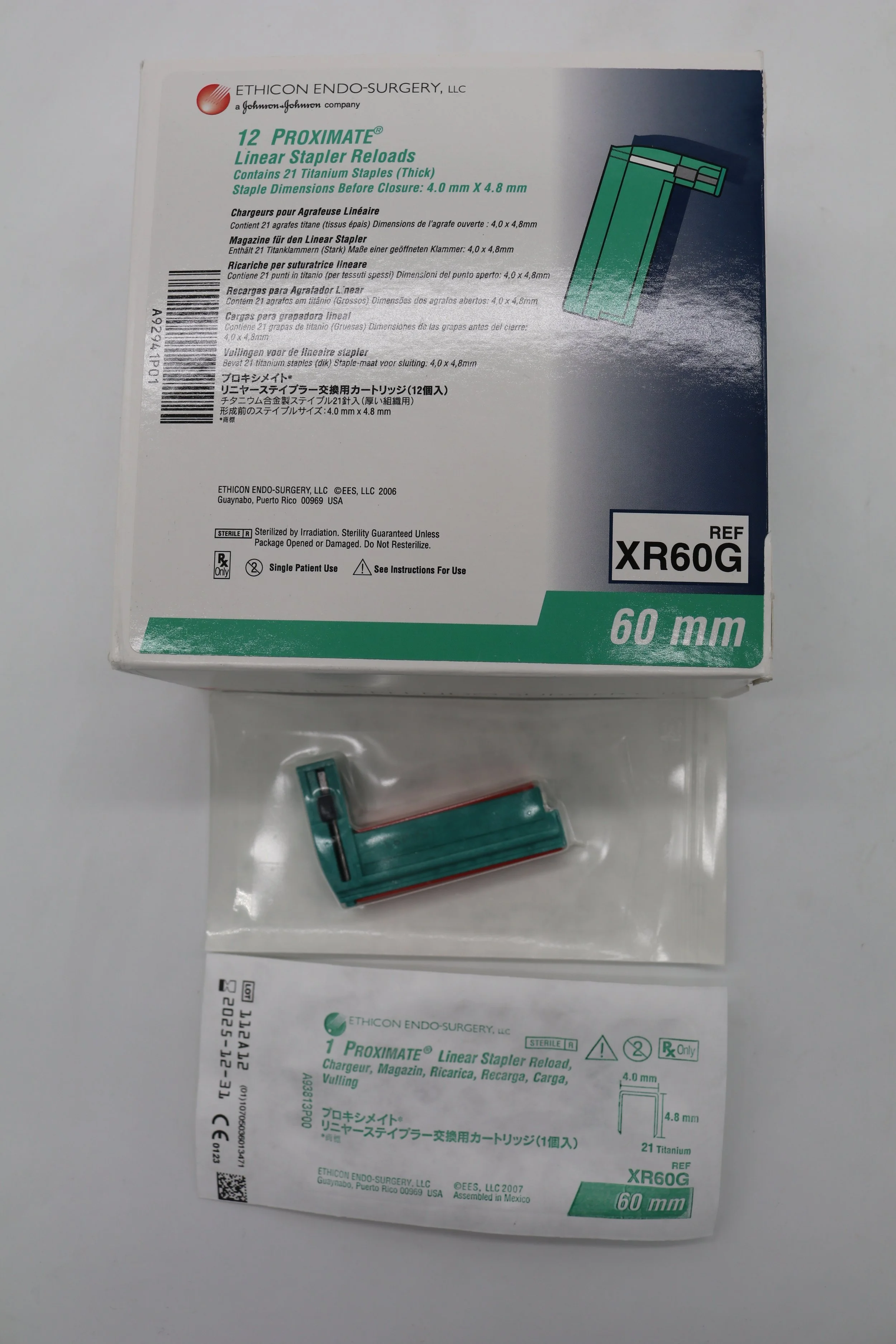 Ethicon | XR60G | EXPIRED | Box of 12 | Linear Stapler Reloads Thick 60mm Reloads