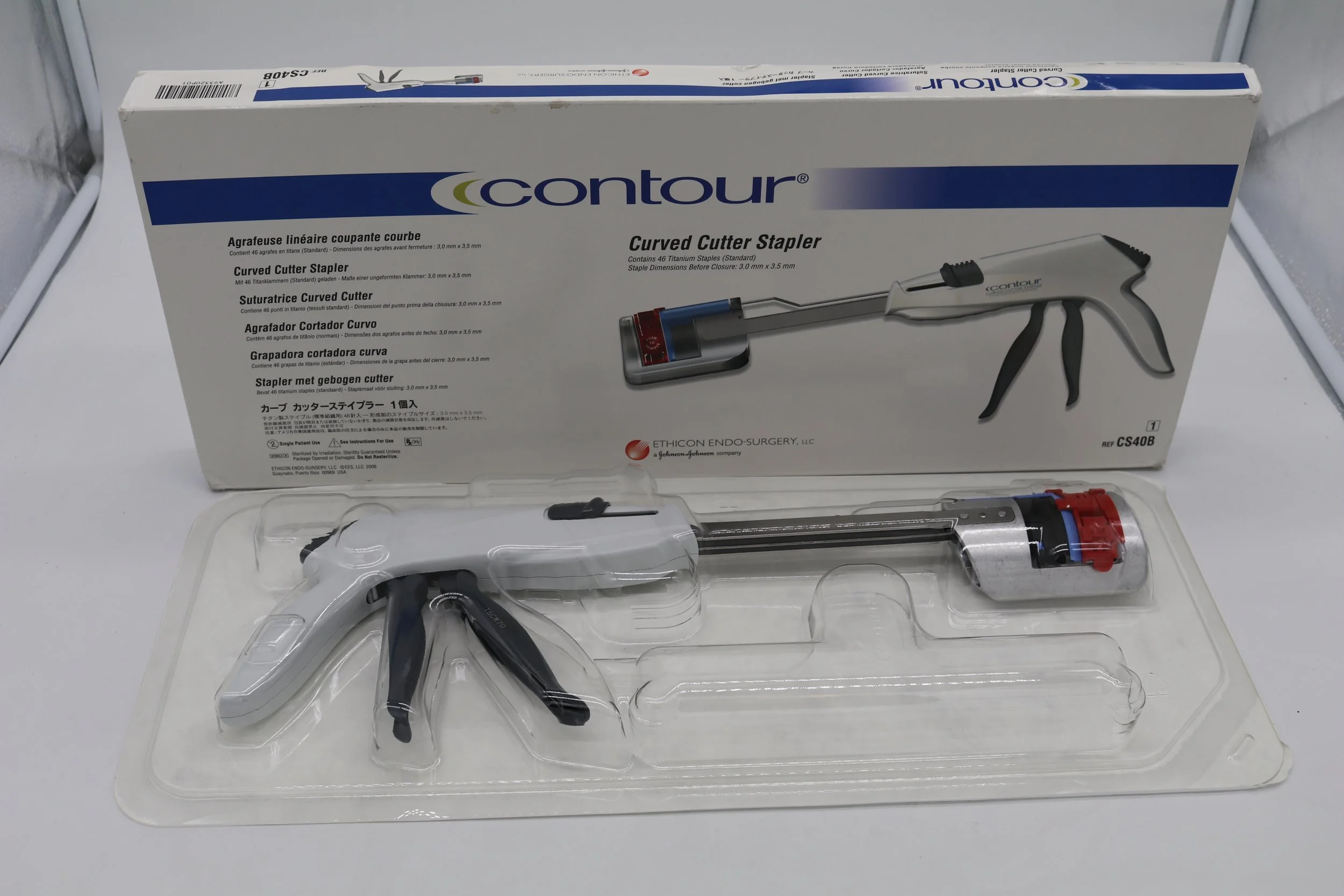 Ethicon | CS40B | EXPIRED | EACHES | CONTOUR Curved Cutter Stapler 40mm Curved Cutter Stapler with Blue Reload