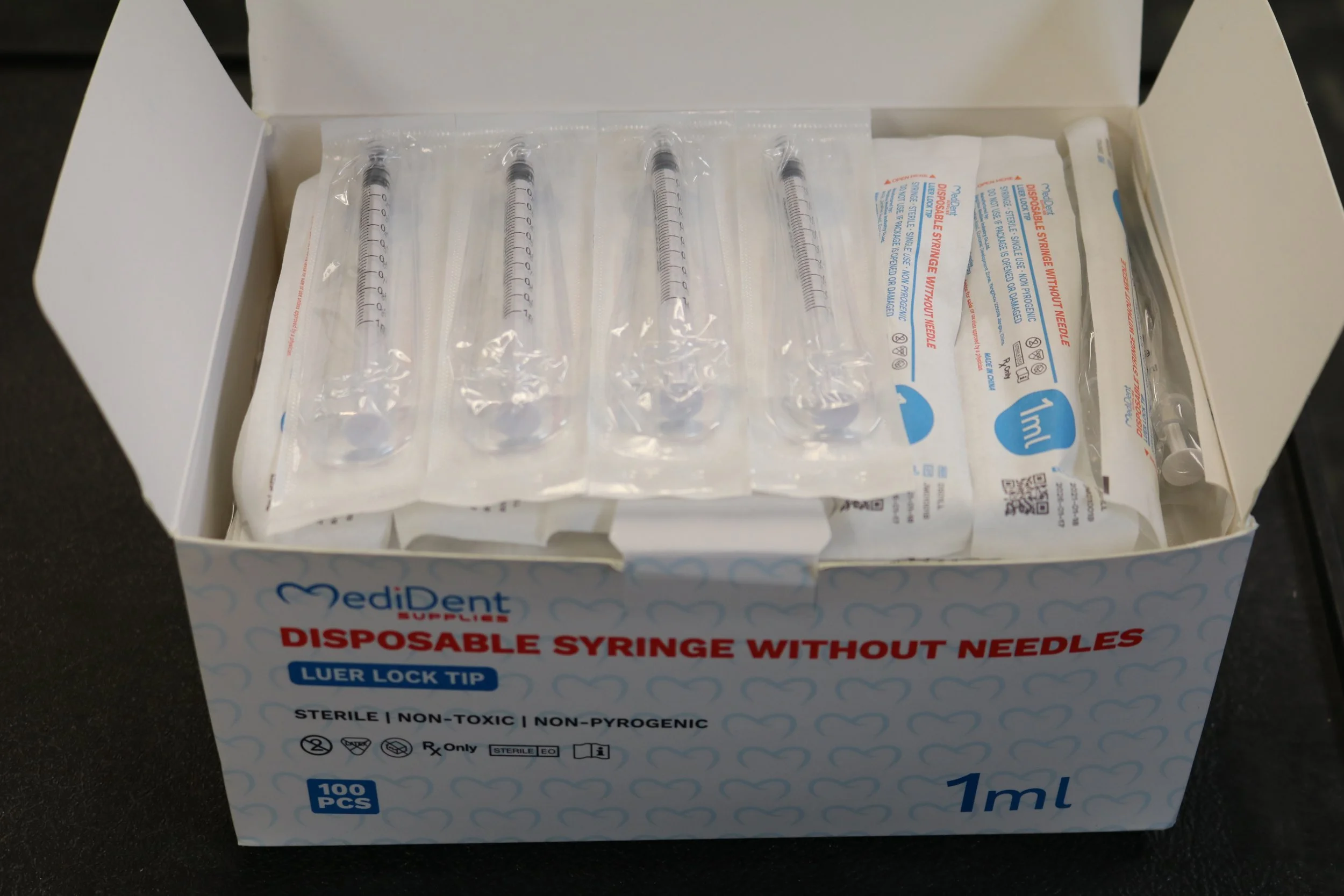 MediDent Supplies | DS01LL | BOX OF 3000 | Disposable Syringe Without Needles Luer Lock Tip Syringes