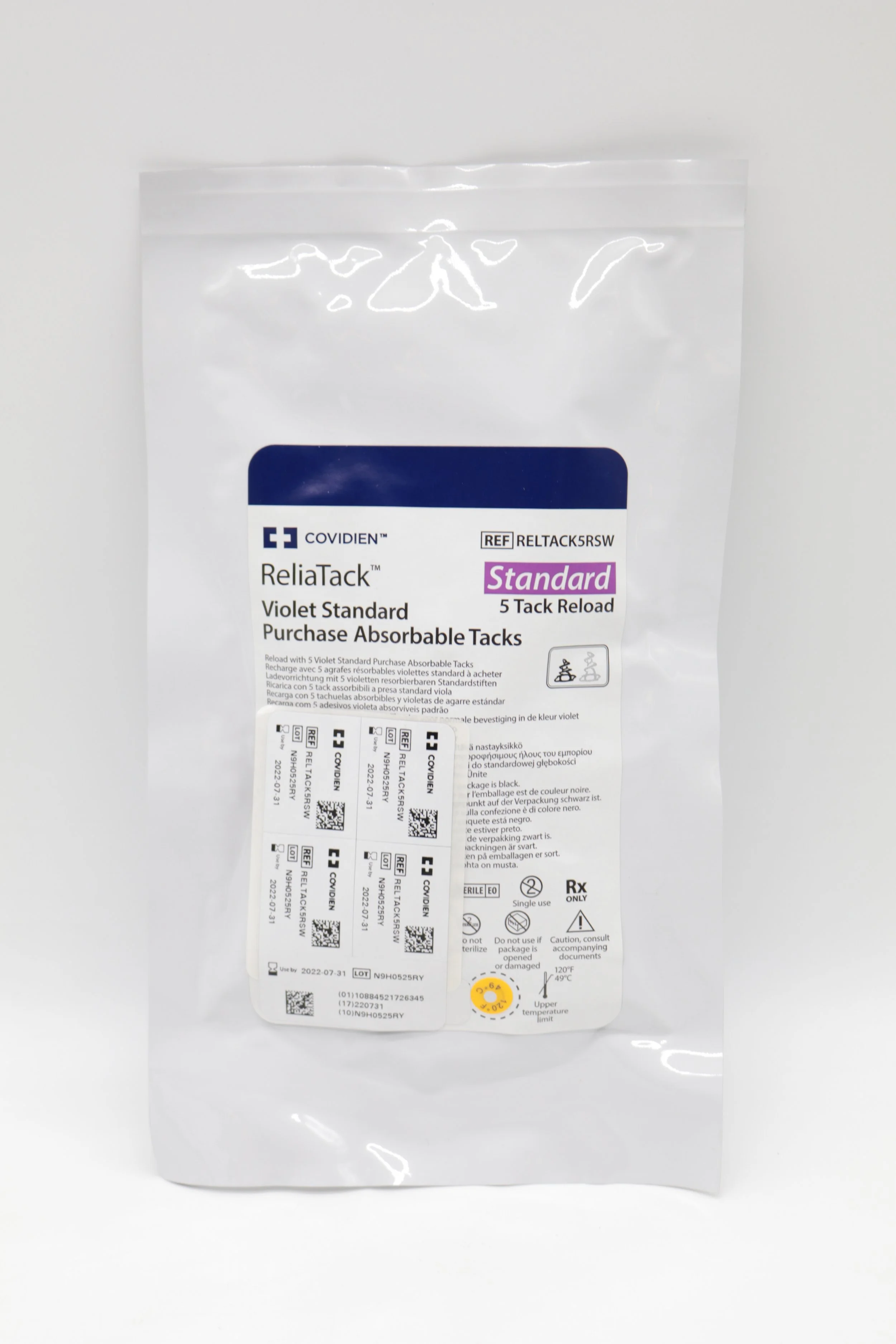 Covidien | RELTACK5RSW | EXPIRED | BOX OF 6|  ReliaTack Reload with 5 Violet Standard Purchase Absorbable Tacks