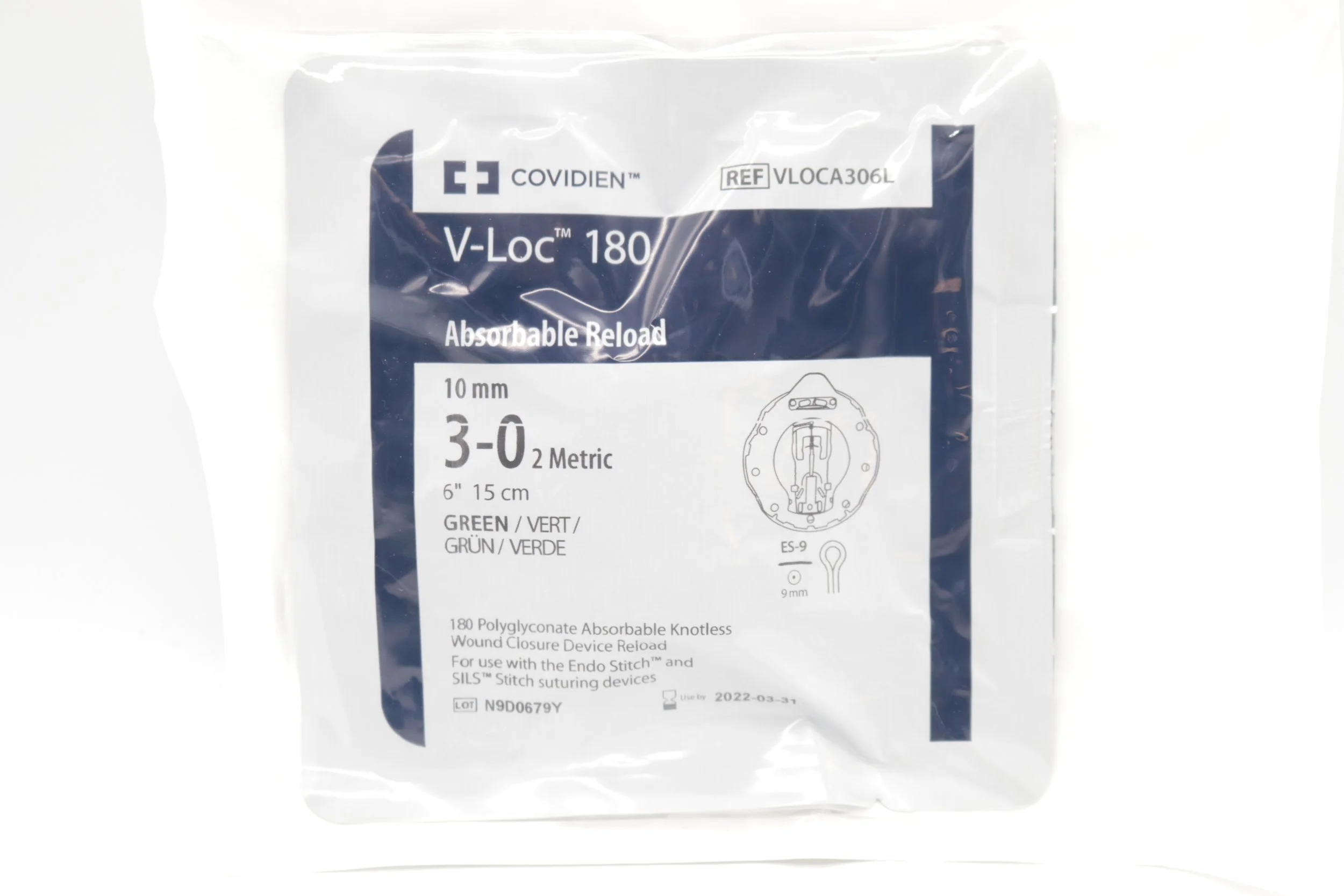 Covidien | VLOCA306L | EXPIRED | EACHES | V-Loc 180 Polyglyconate Absorbable Knotless Wound Closure Device Reload