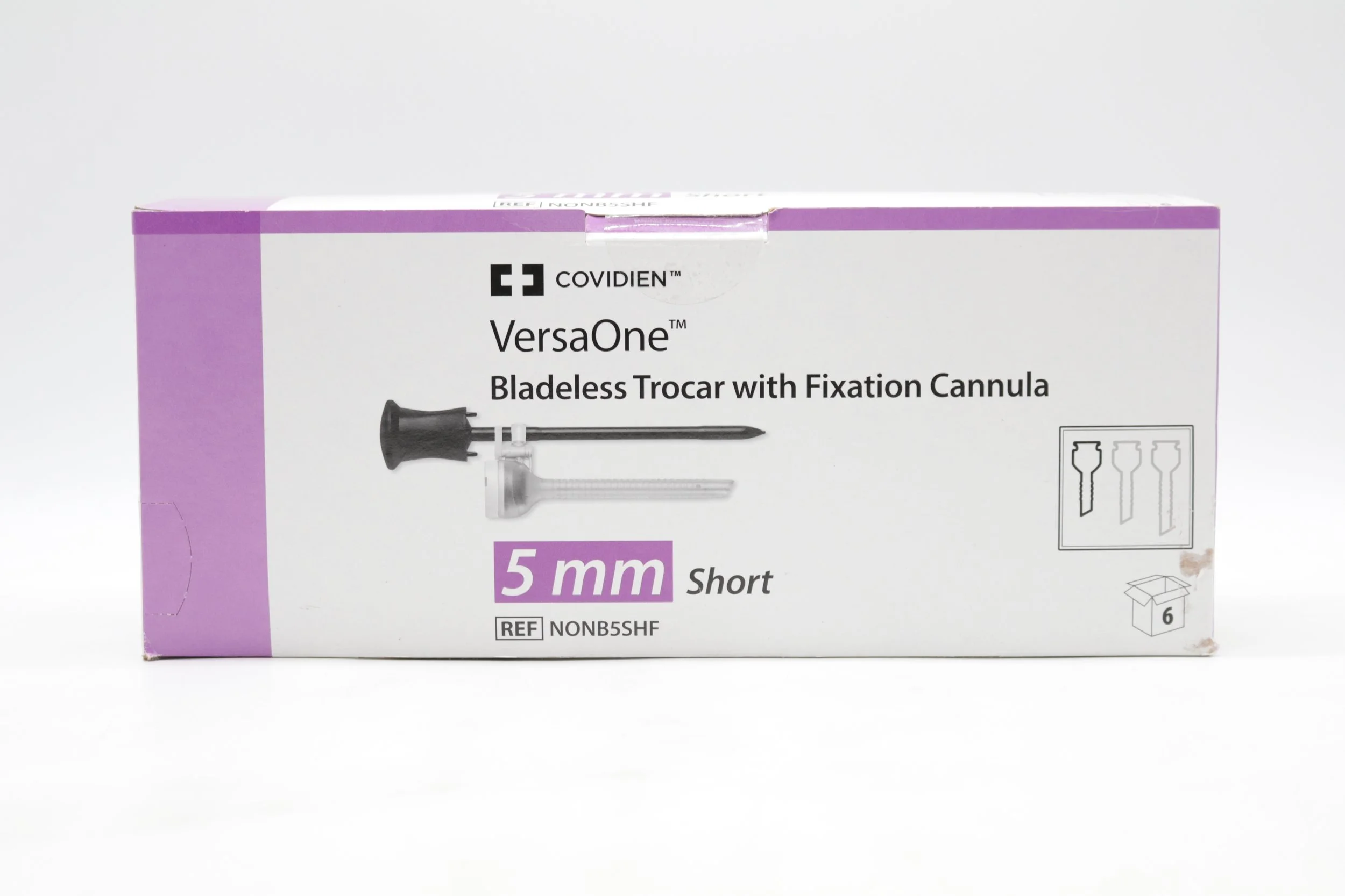 Covidien | NONB5SHF | IN-DATE | Box of 6 | VersaOne Bladeless Trocar with Fixation Cannula 5mm Short