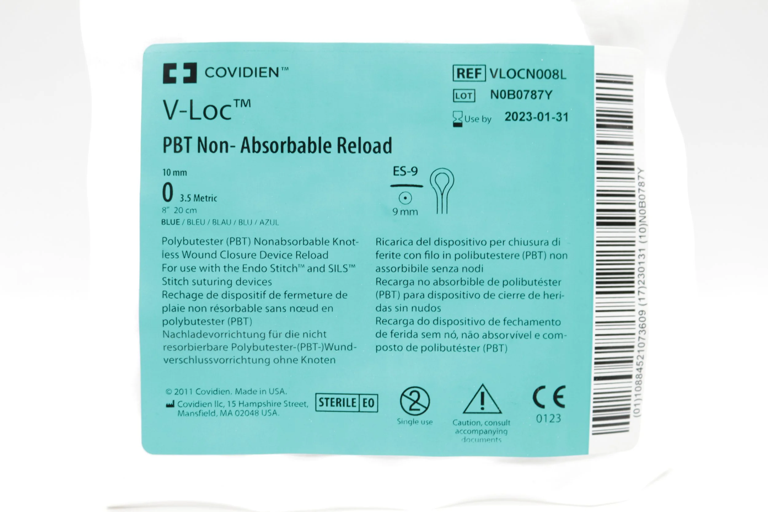 Covidien | VLOCN008L | EXPIRED | EACHES | V-Loc PBT Non-Absorbable Knotless Wound Closure Device Reload