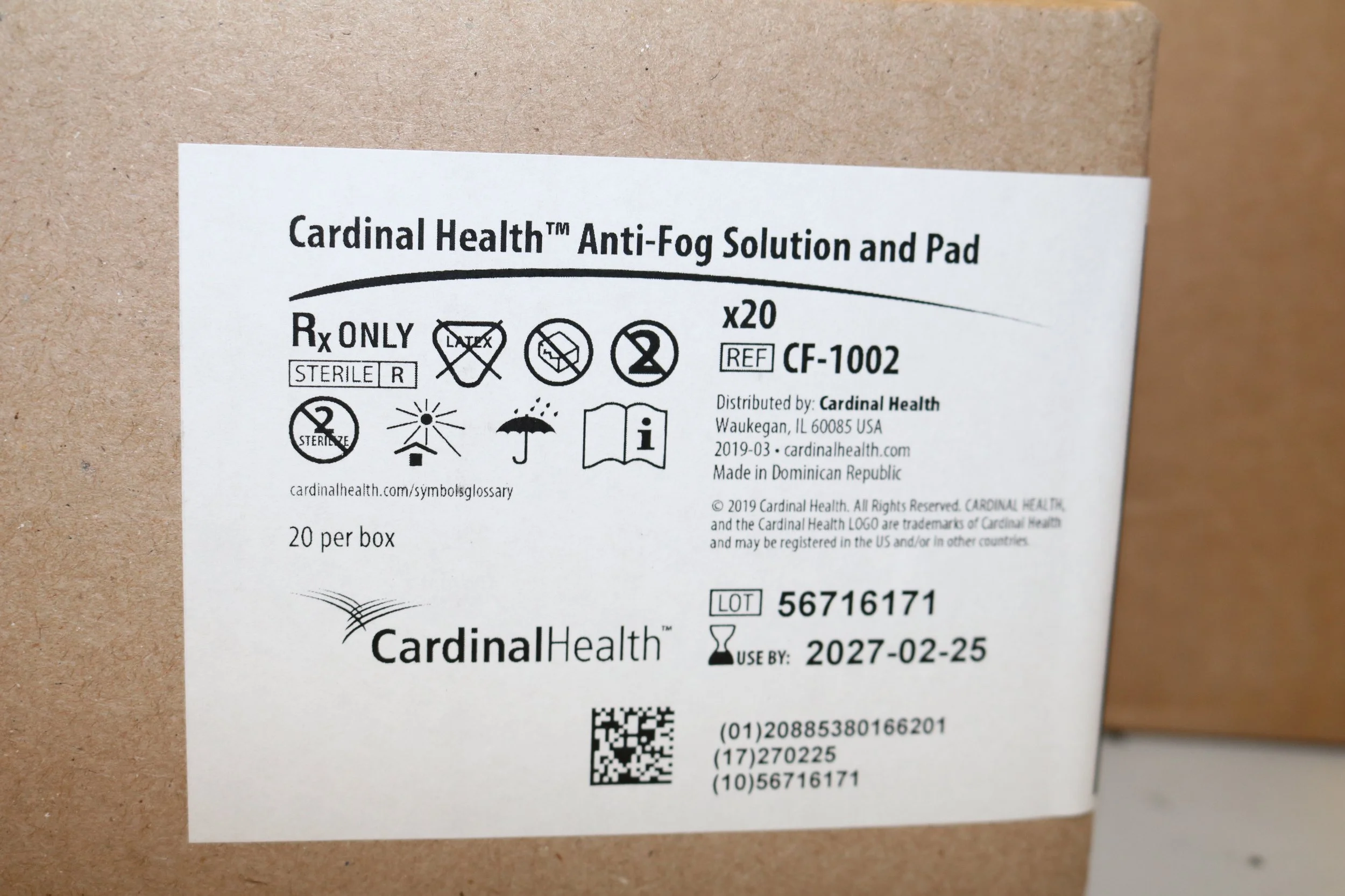 Cardinal Health | CF-1002 | IN-DATE | BOX OF 20 | Anti-Fog Solution and Pad