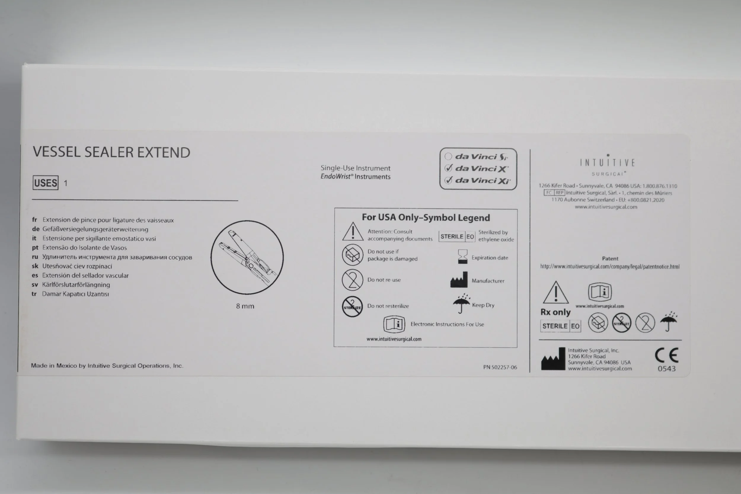 Intuitive Surgical | 480422 | EXPIRED | EACHES | Da Vinci X Xi Vessel Sealer Extend Single Use Instrument