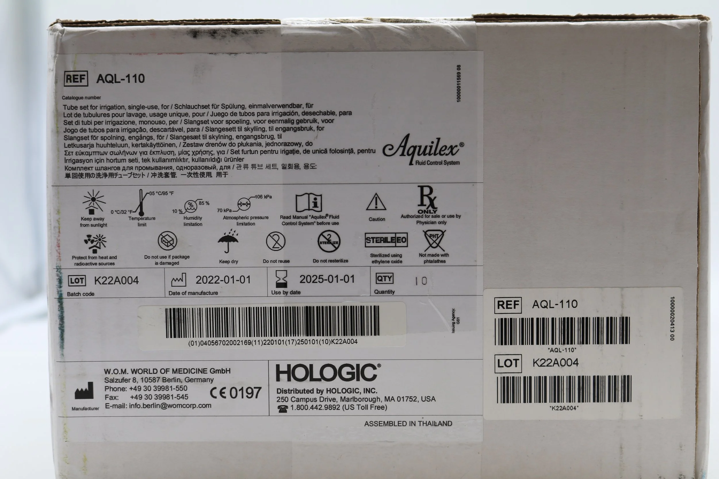 Hologic | AQL-110 | SHORT DATE | BOX OF 10 | Tube Set, Inflow, For Aquilex Fluid Control System