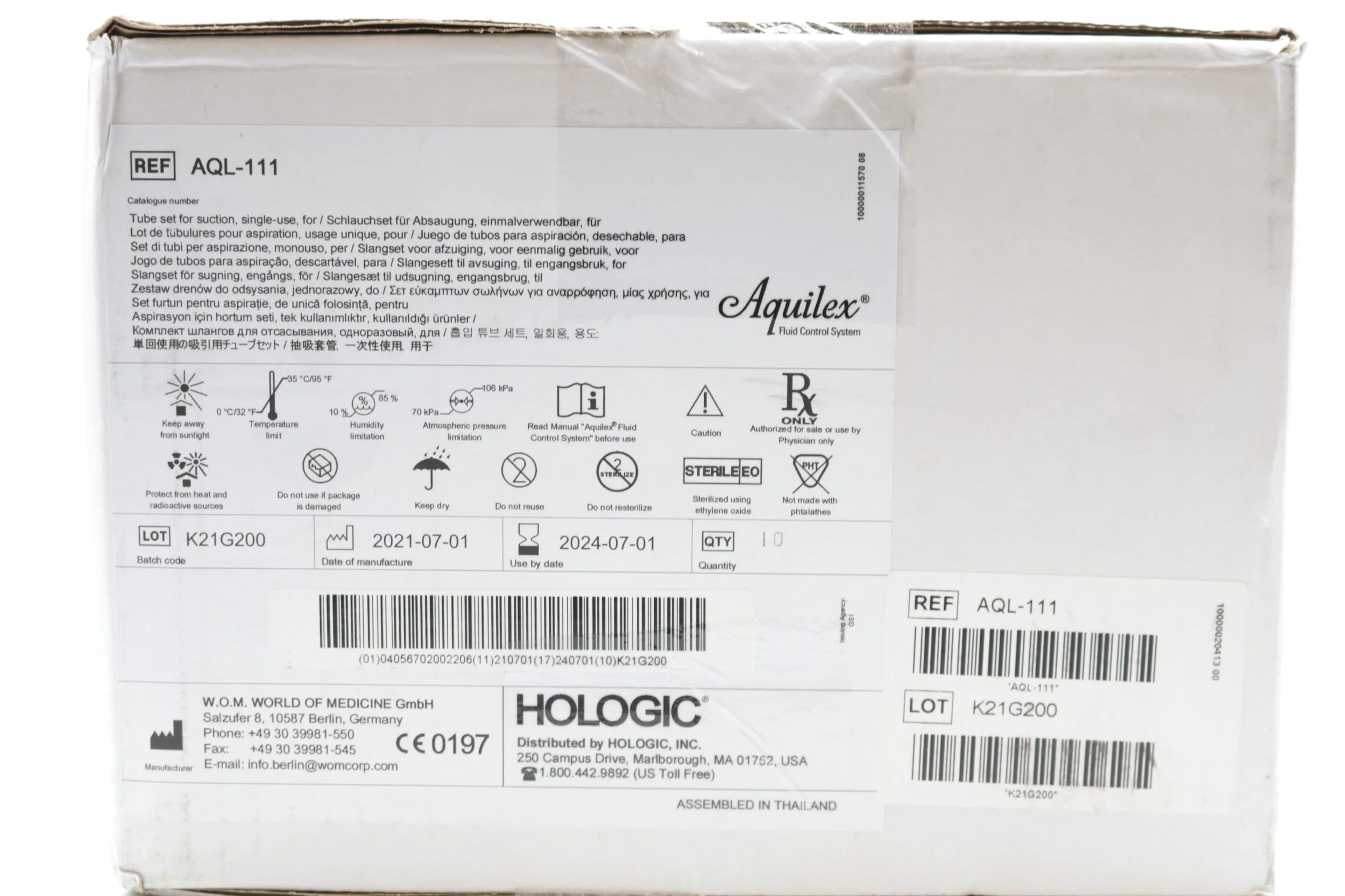 Hologic | AQL-111 | EXPIRED | Box of 10 | Single-use tube set for irrigation