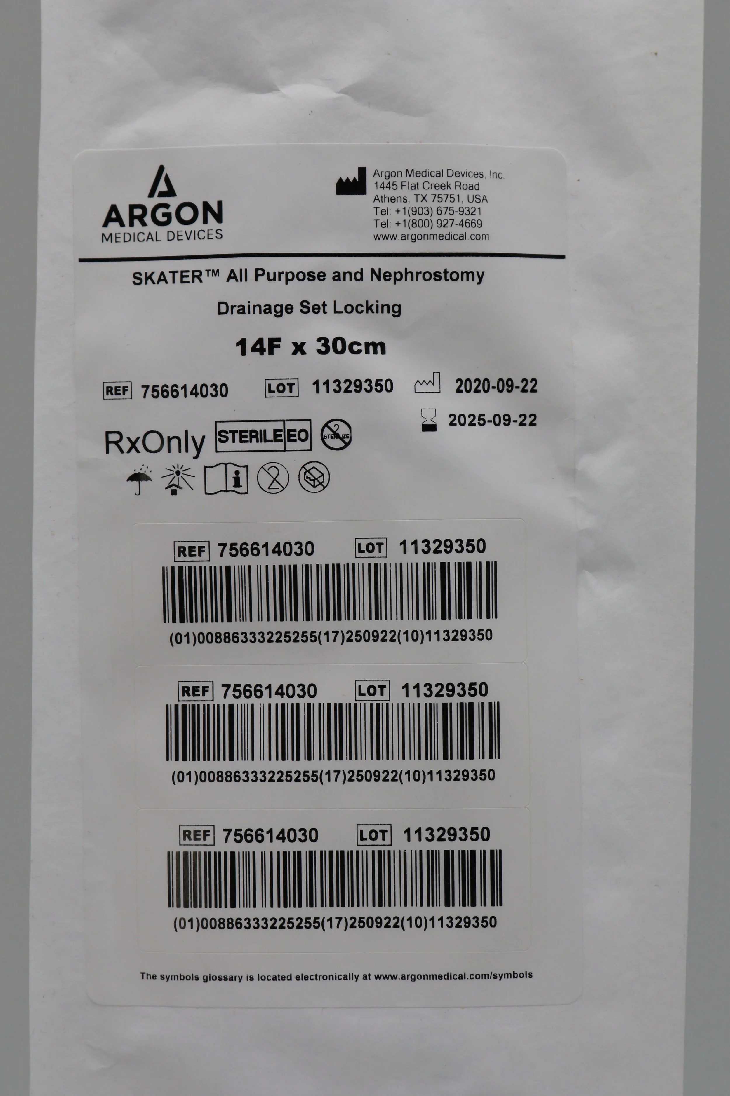 Argon Medical | 756614030 | Eaches | SKATER All Purpose and Nephrostomy Drainage Set Locking