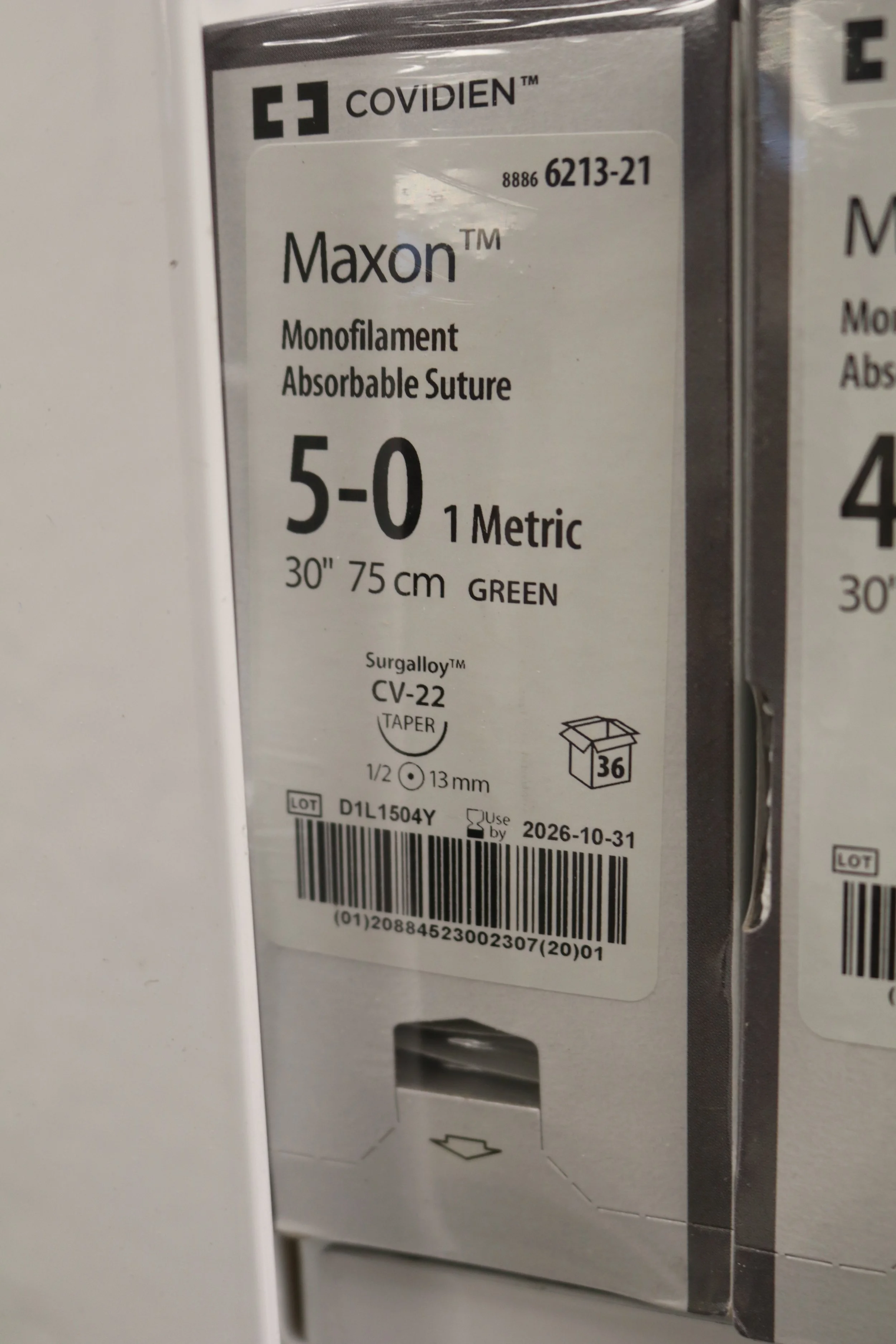 COVIDIEN | 6213-21 | PACK of 36/pc | Monofilament Absorbable Suture 5-0 1 Metric 30" 75cm GREEN