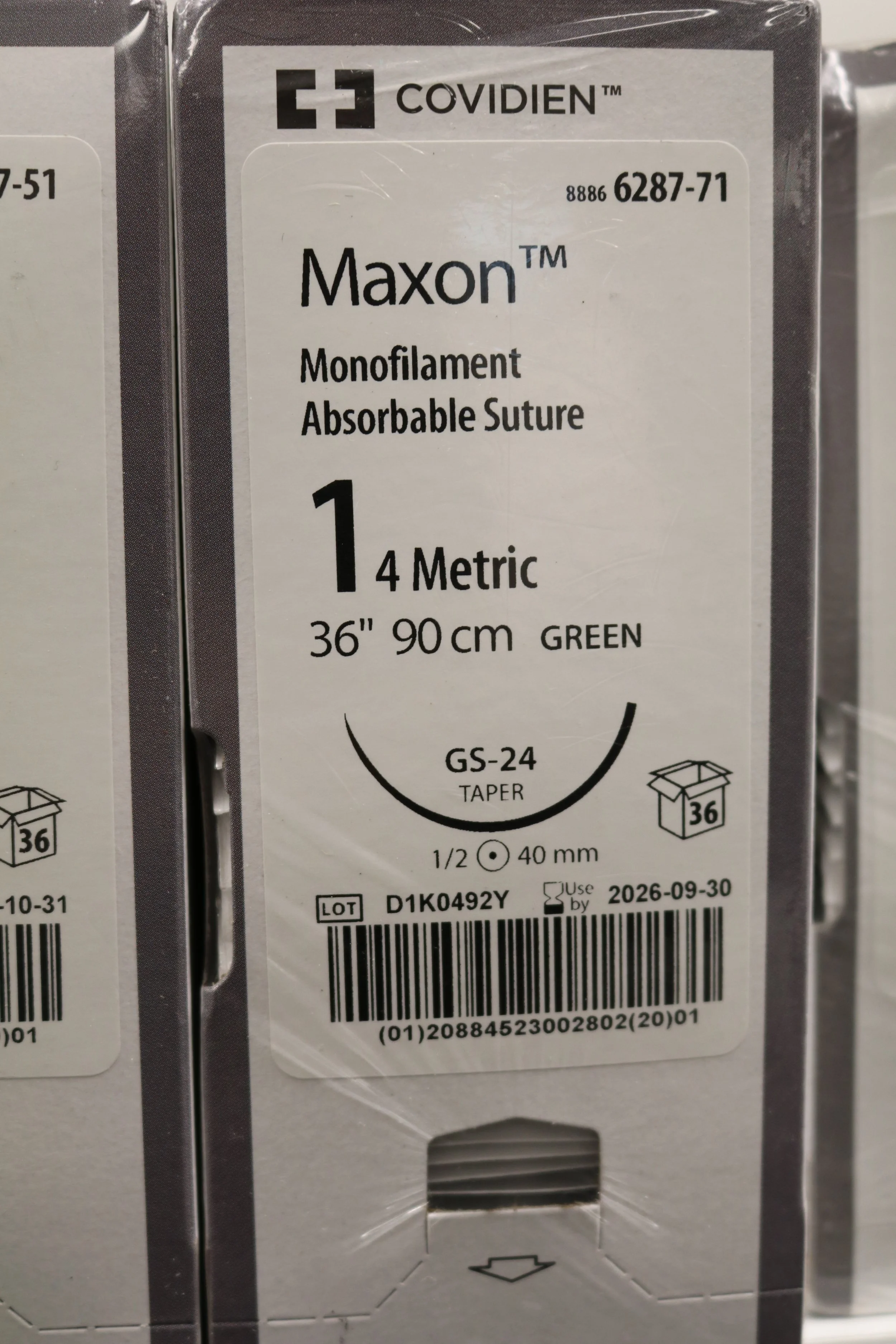 COVIDIEN | 6287-71 | PACK of 36/pc | Monofilament Absorbable Suture 2-0 3 Metric 36" 90cm GREEN