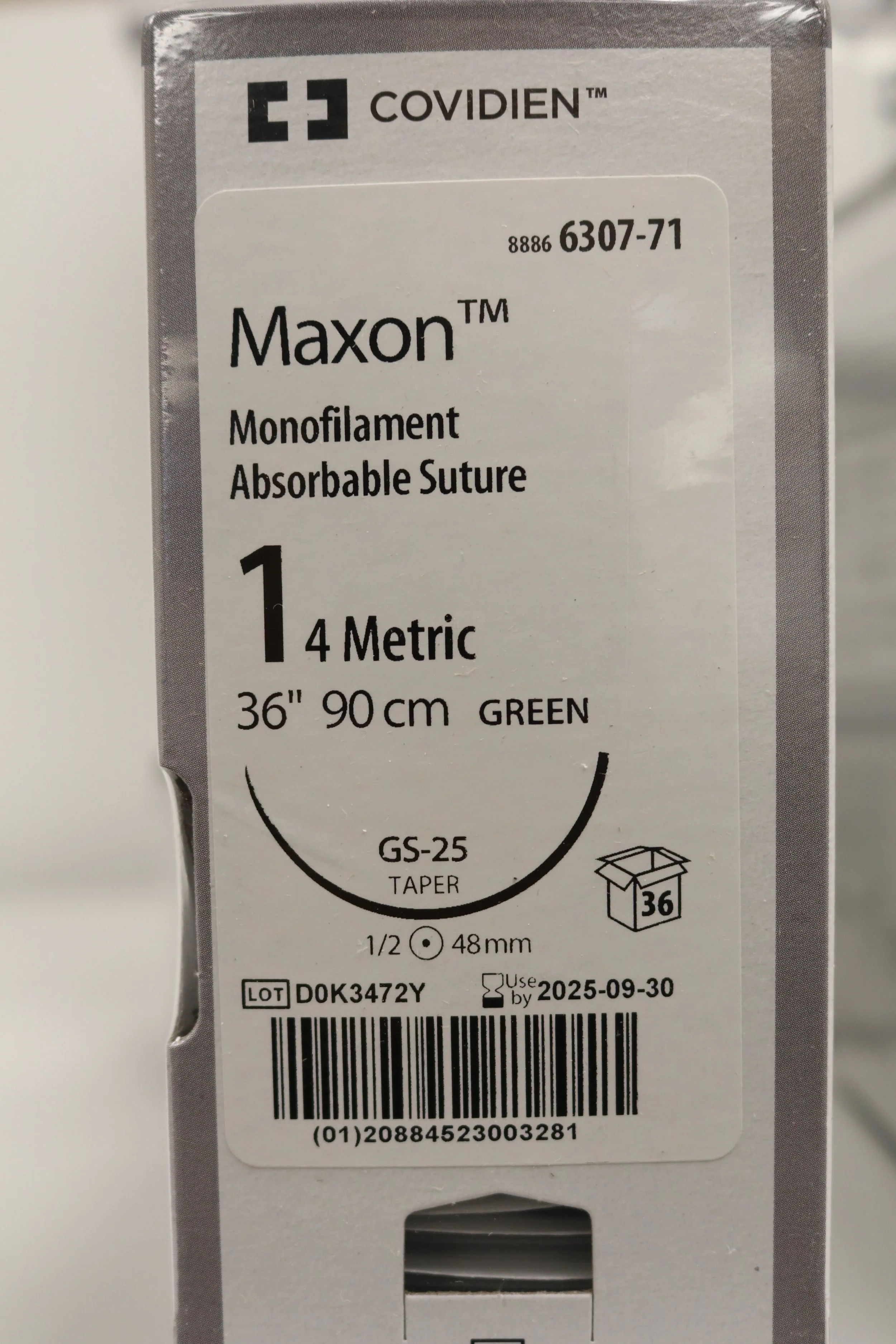 COVIDIEN | 6307-71 | PACK of 36/pc | Monofilament Absorbable Suture 1 4 Metric 36" 90cm GREEN