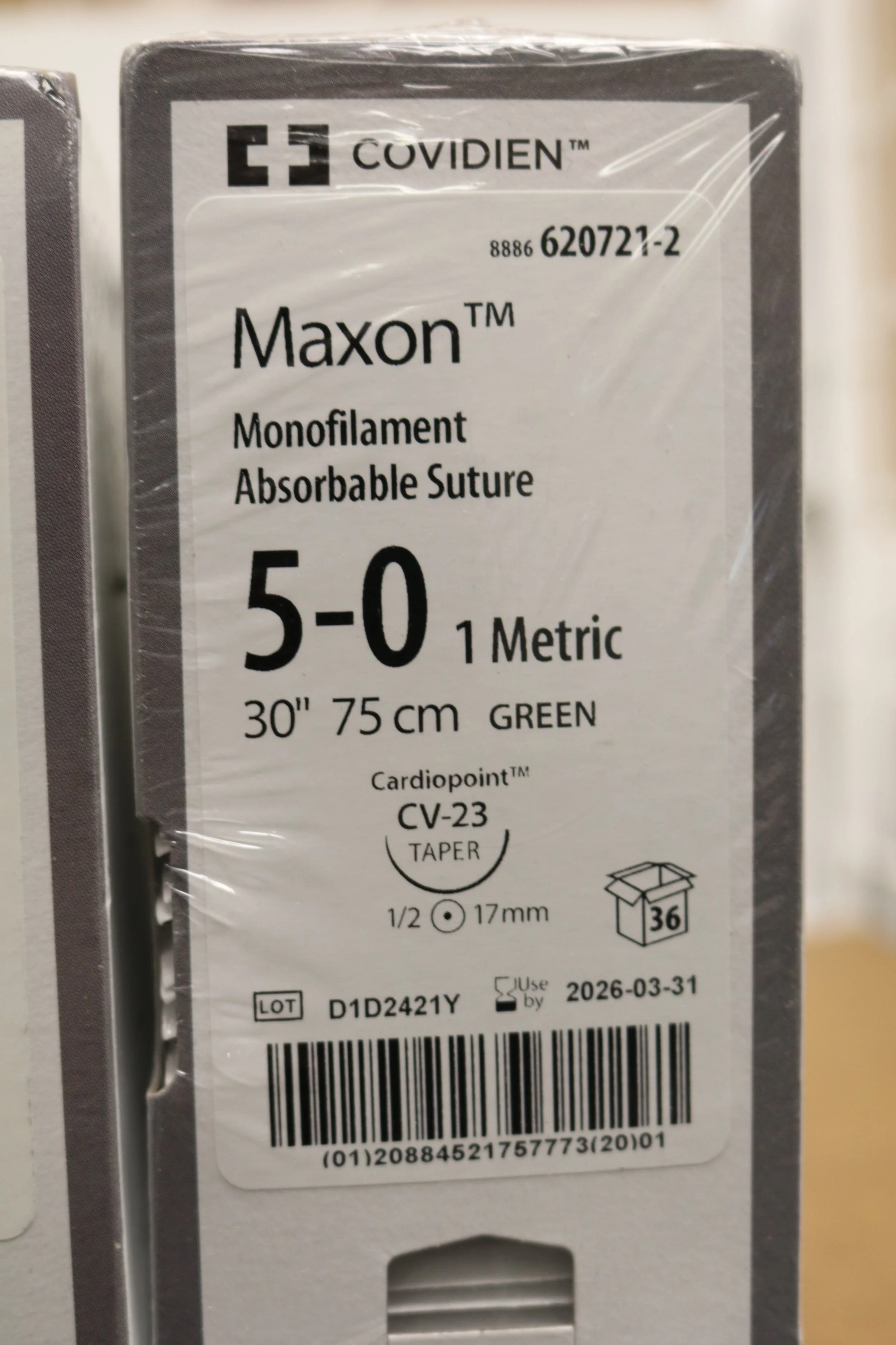 COVIDIEN | 620721-2 | INDATE | BOX OF 36 | Monofilament Absorbable Suture 5-0 1 Metric 30" 75cm GREEN