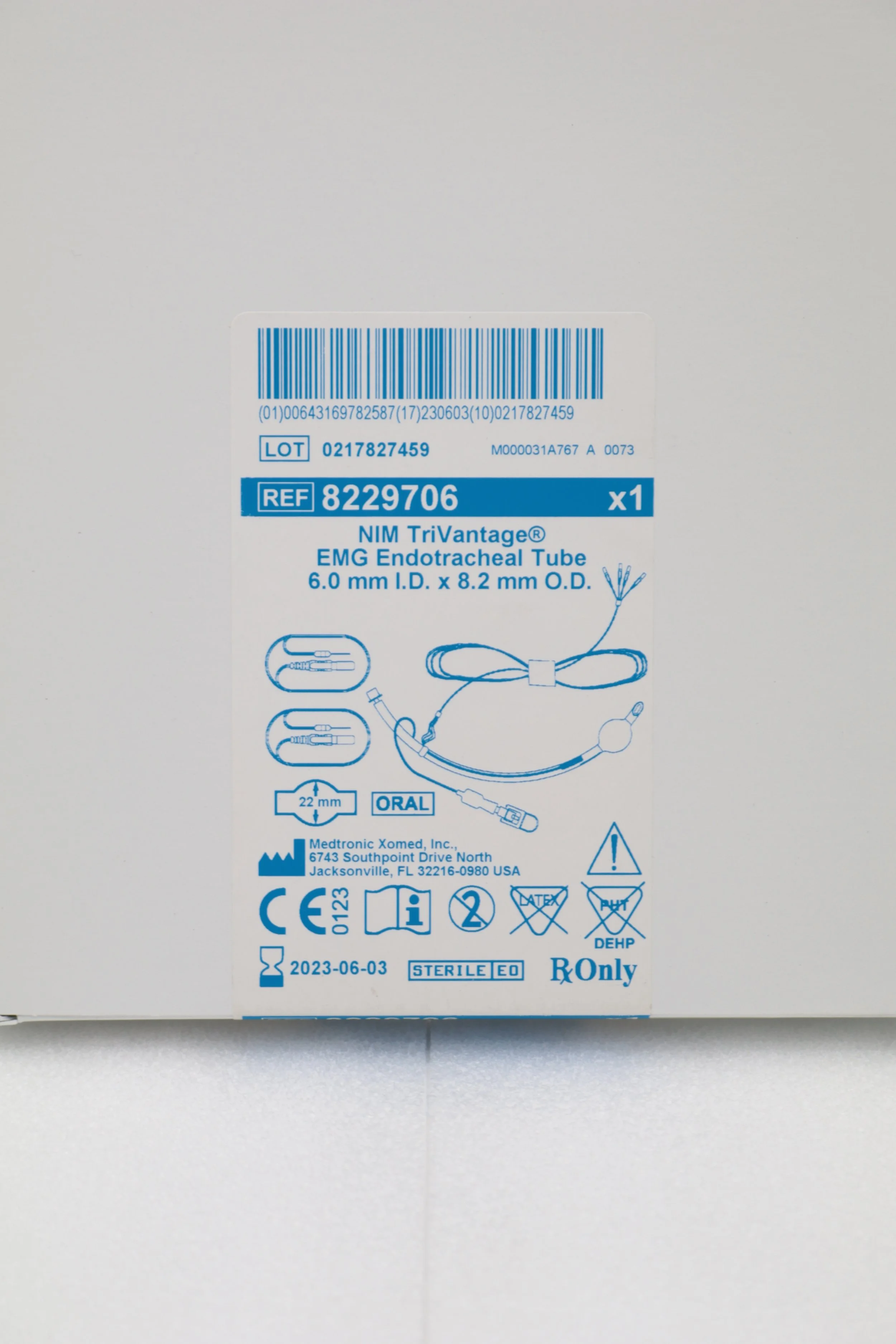 Medtronic | 8229706 | EXPIRED | EACHES | NIM TriVantage EMG Endotracheal Tube 6.0mm ID x 8.2mm OD Oral