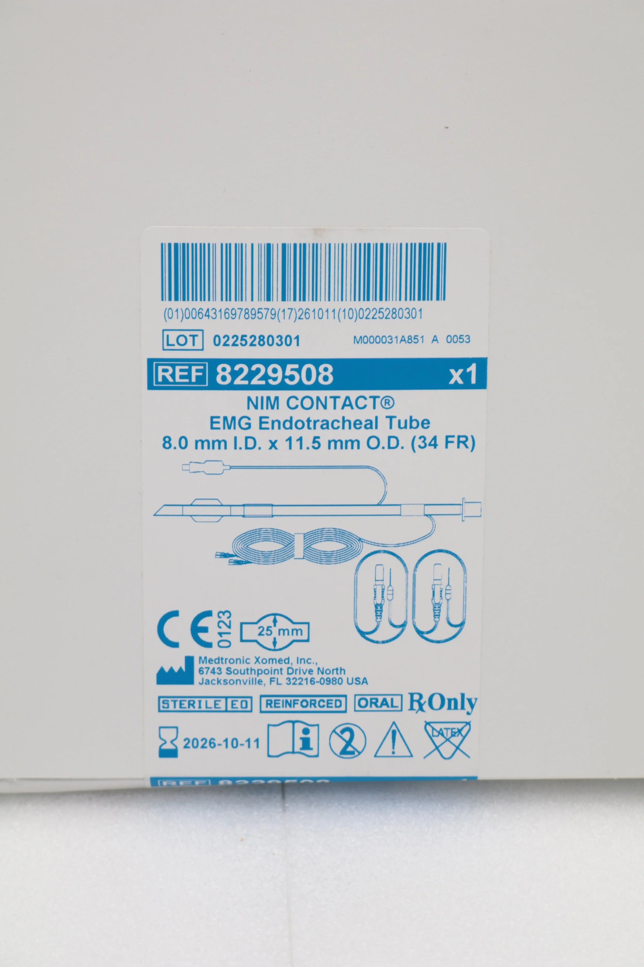 Medtronic | 8229508 | IN-DATE | EACHES | NIM Contact EMG Endotracheal Tube 8.0mm ID x 11.5mm OD (34 FR)