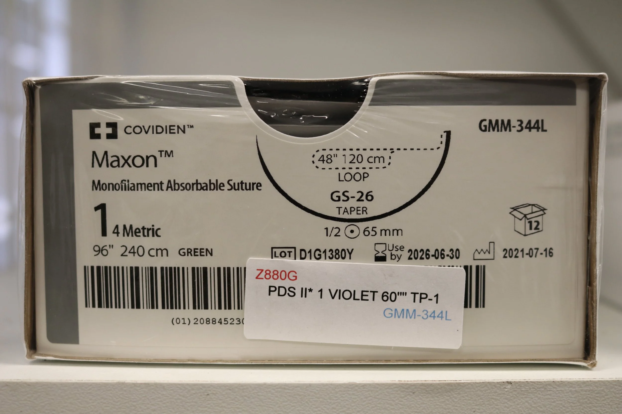 COVIDIEN | GMM-344L | PACK of 12/pc | Monofilament Absorbable Suture 1 4 Metric 96" 240cm GREEN GMM-433L