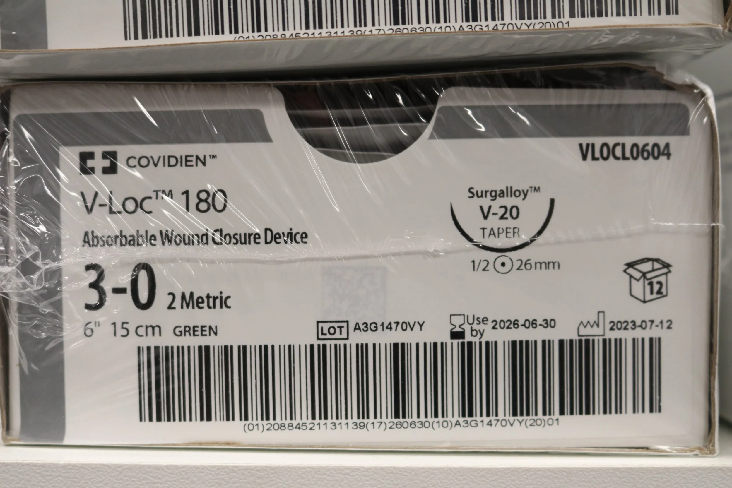 COVIDIEN | VLOCL0604 | PACK of 12/pc | V-LOC 180 Absorbable Wound Closure Device 3-0 2 Metric 6" 15cm GREEN VLOC0604