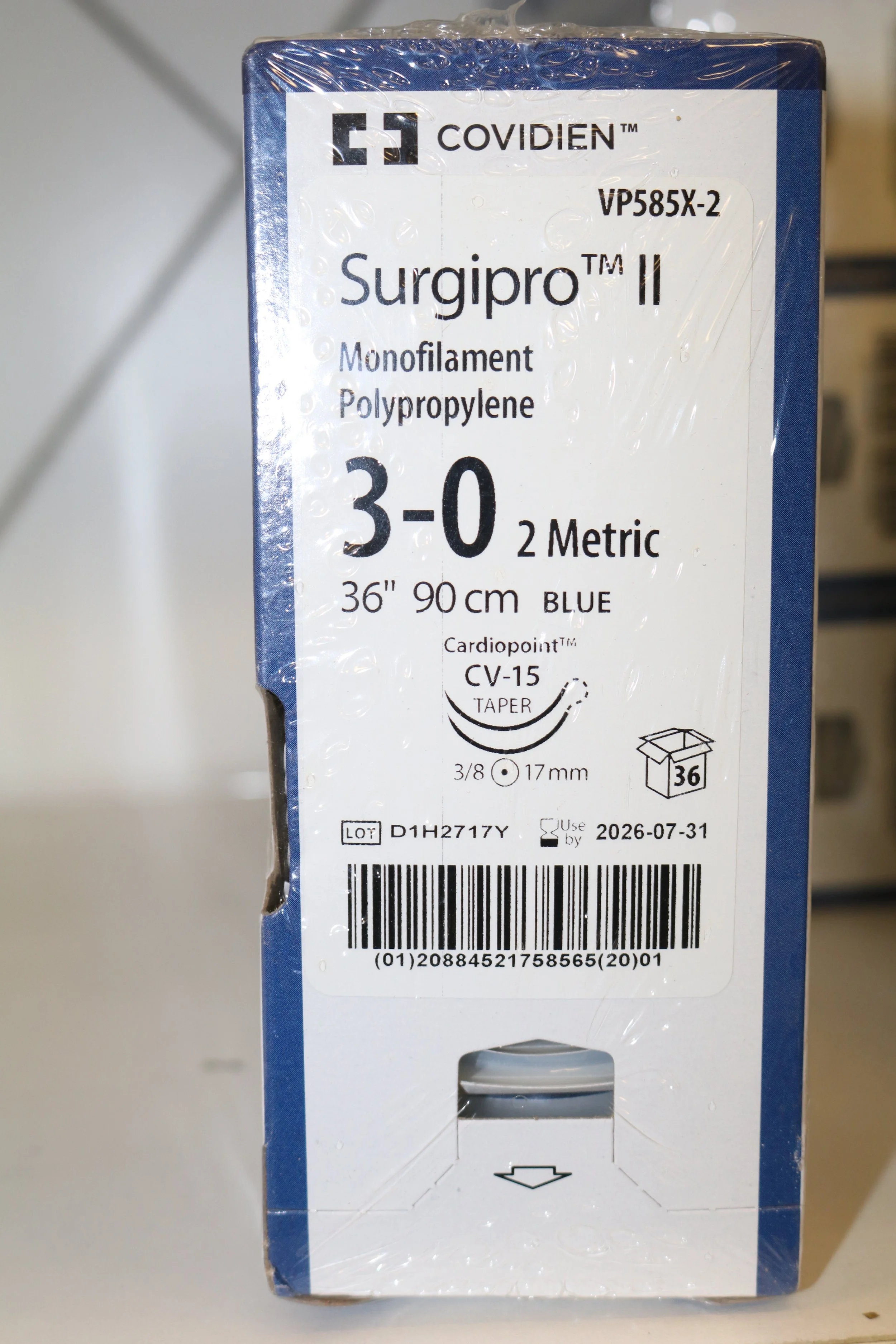 COVIDIEN | VP585X-2 | PACK of 36/pc | Surgipro II Monofilament Polypropylene 3-0 2 Metric 36" 90cm BLUE