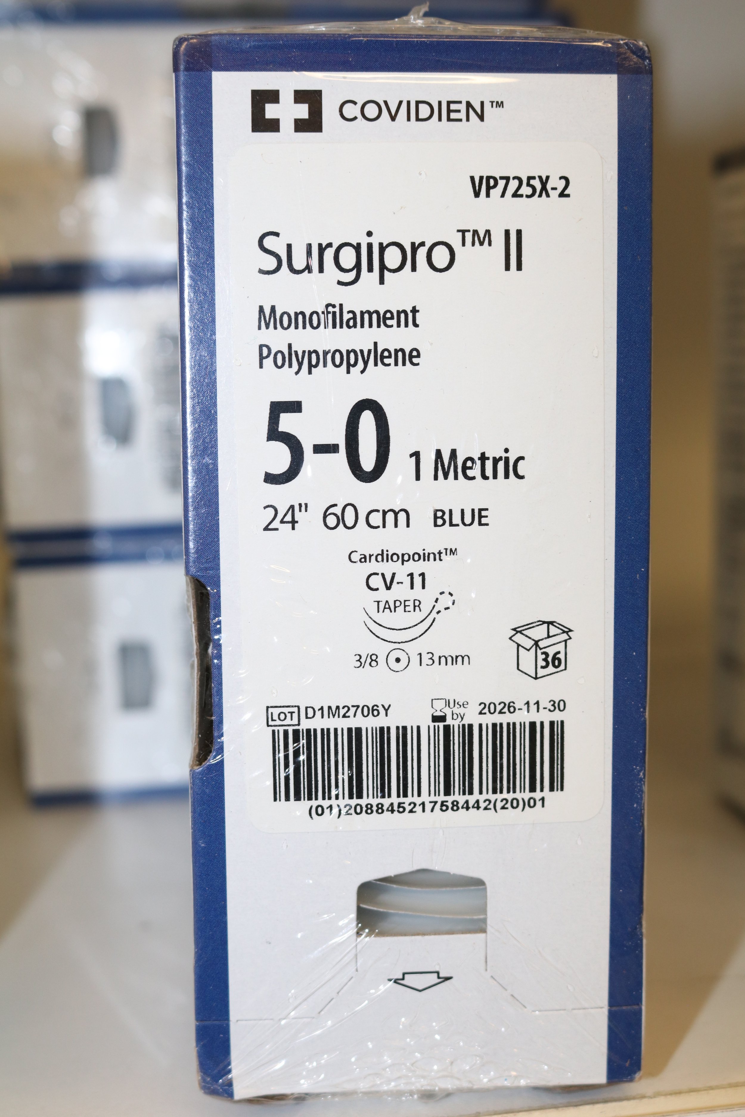 COVIDIEN | VP725X-2 | PACK of 36/pc | Surgipro II Monofilament Polypropylene 3-0 2 Metric 36" 90cm BLUE