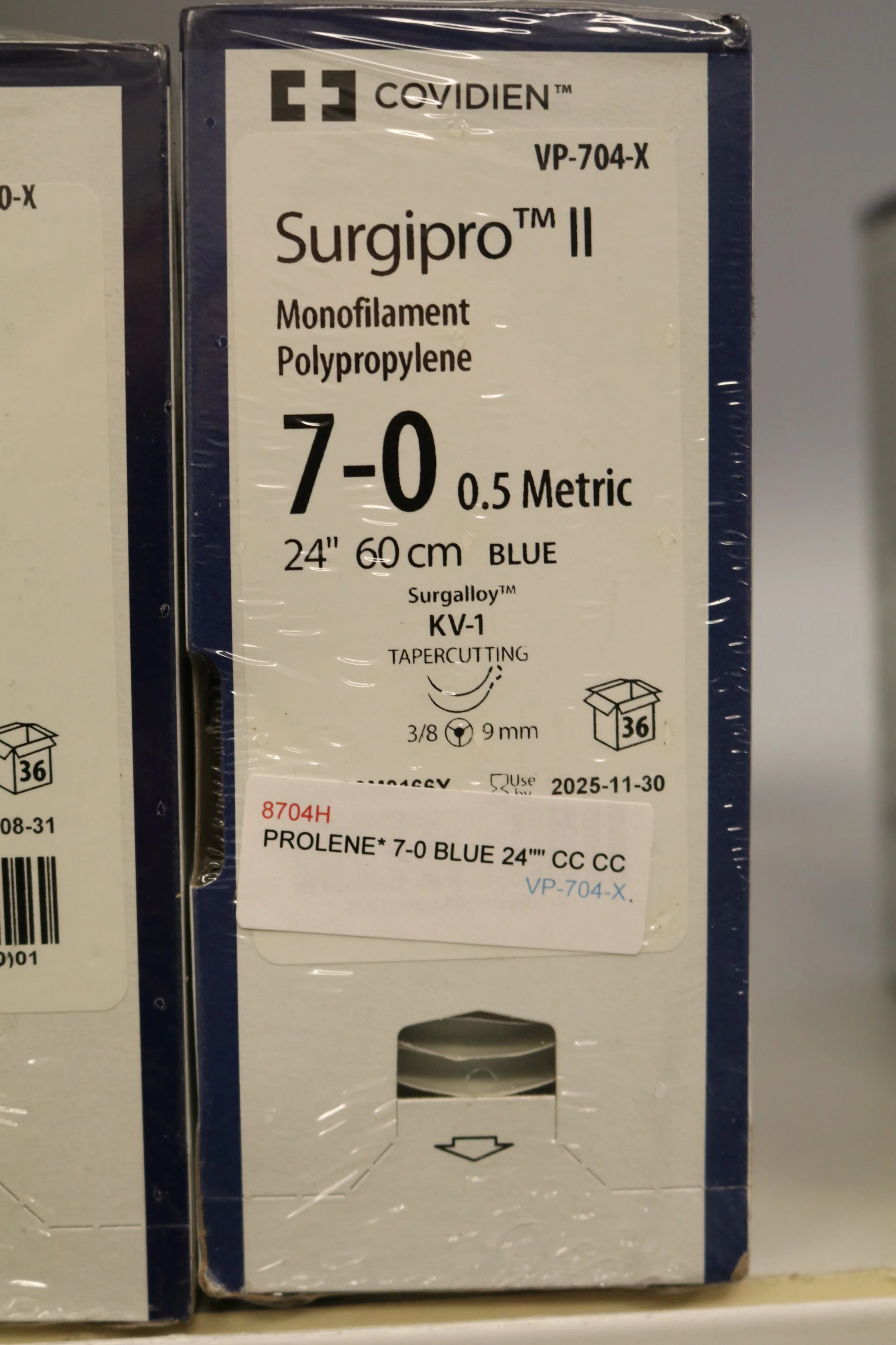 COVIDIEN | VP-704-X | PACK of 36/pc | Surgipro II Monofilament Polypropylene 7-0 0.5 Metric 24" 60cm BLUE