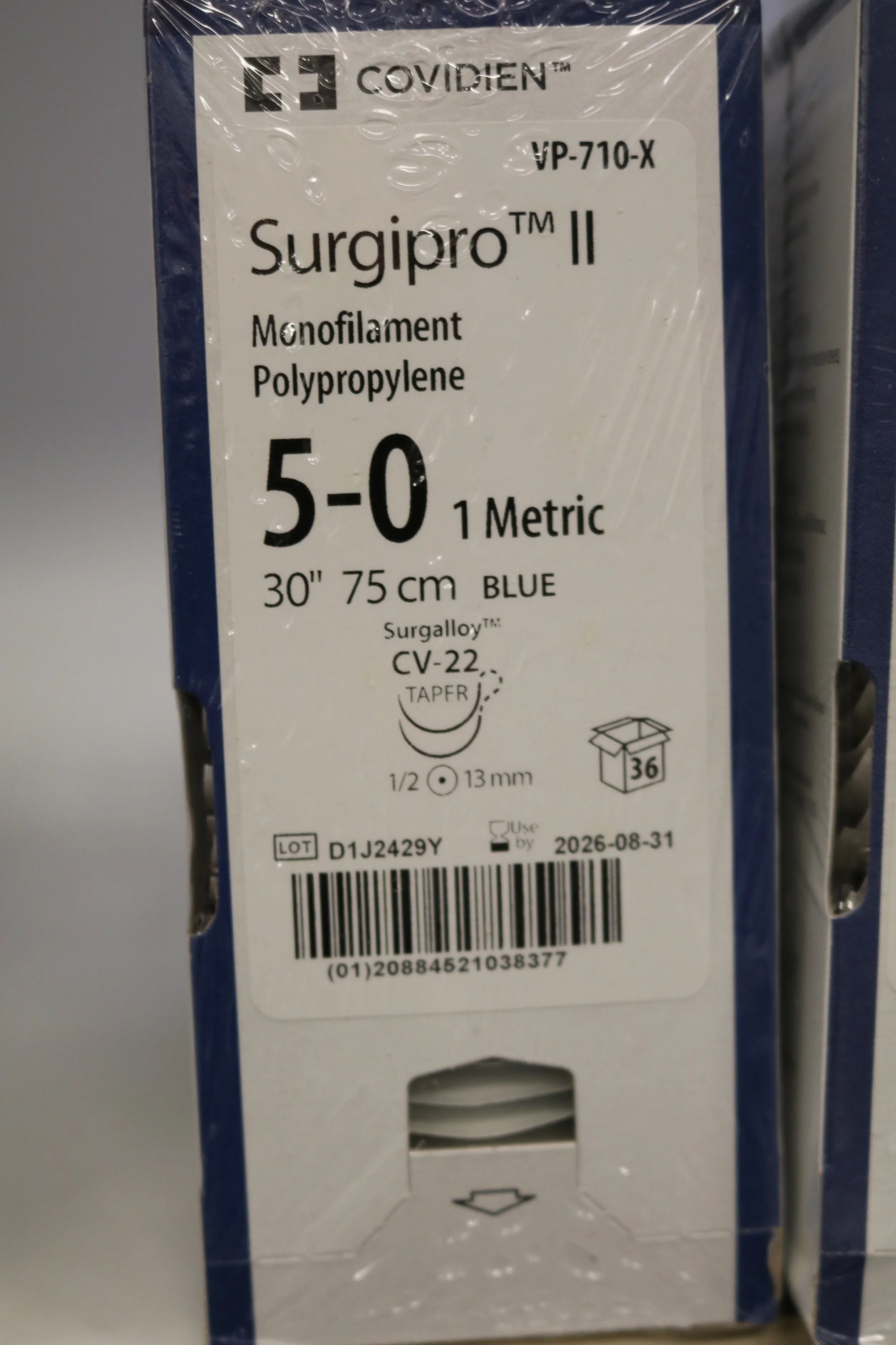 COVIDIEN | VP-710-X | PACK of 36/pc | Surgipro II Monofilament Polypropylene 5-0 1 Metric 30" 75cm BLUE