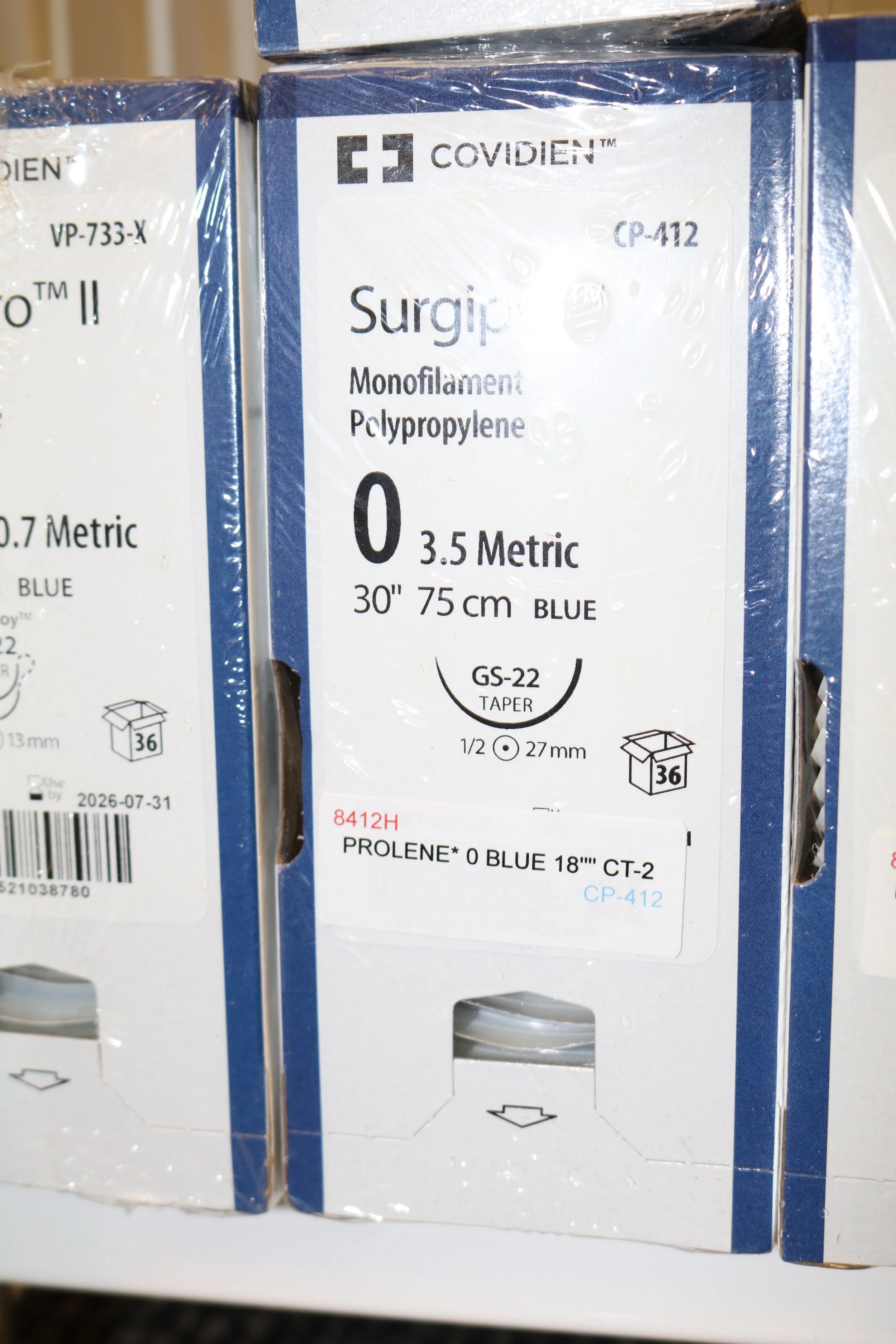 COVIDIEN | CP-412 | PACK of 36/pc | Surgipro II Monofilament Polypropylene 0 3.5 Metric 30" 75cm BLUE