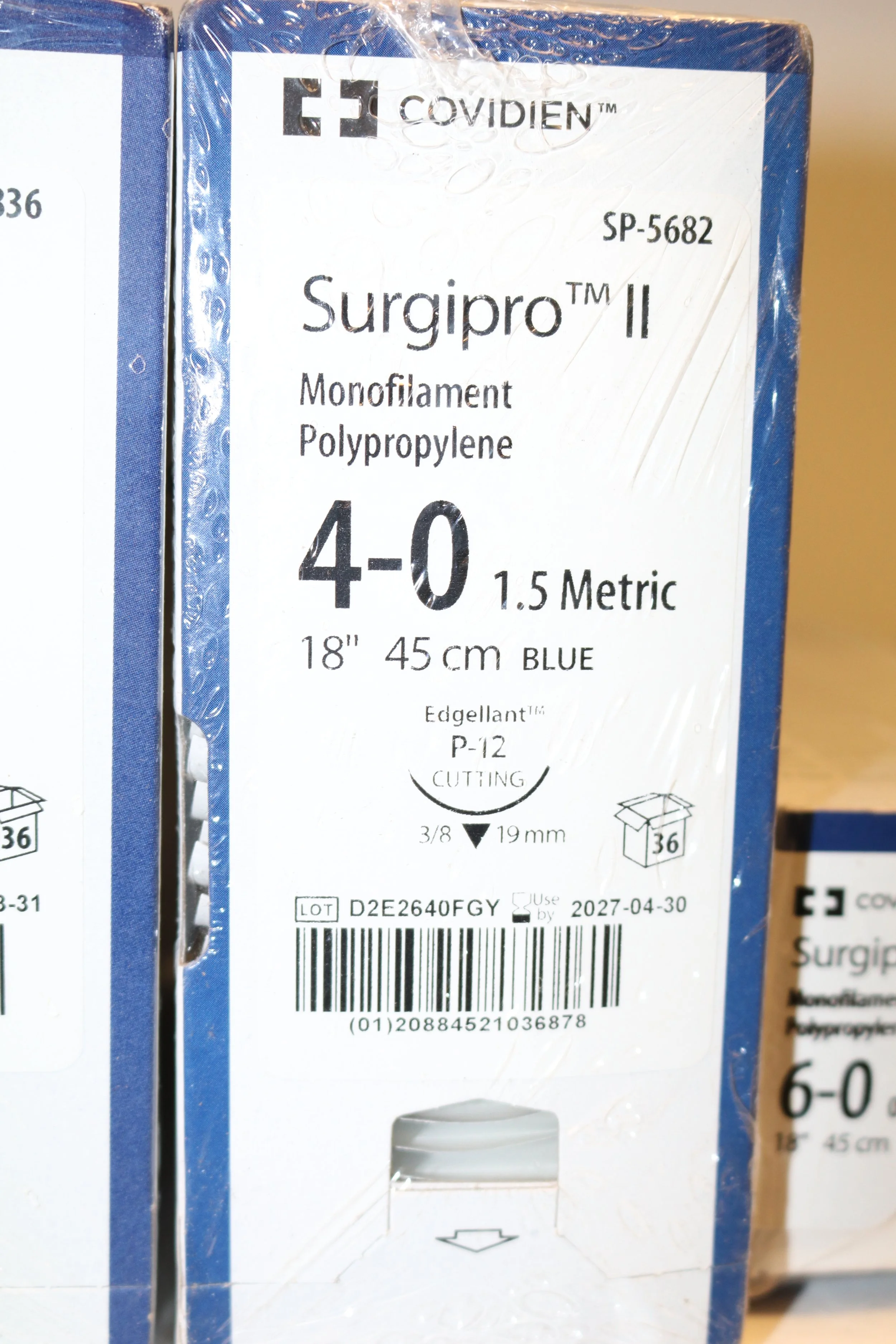 COVIDIEN | SP-5682 | PACK of 36/pc | Surgipro II Monofilament Polypropylene 4-0 1.5 Metric 18" 45cm BLUE