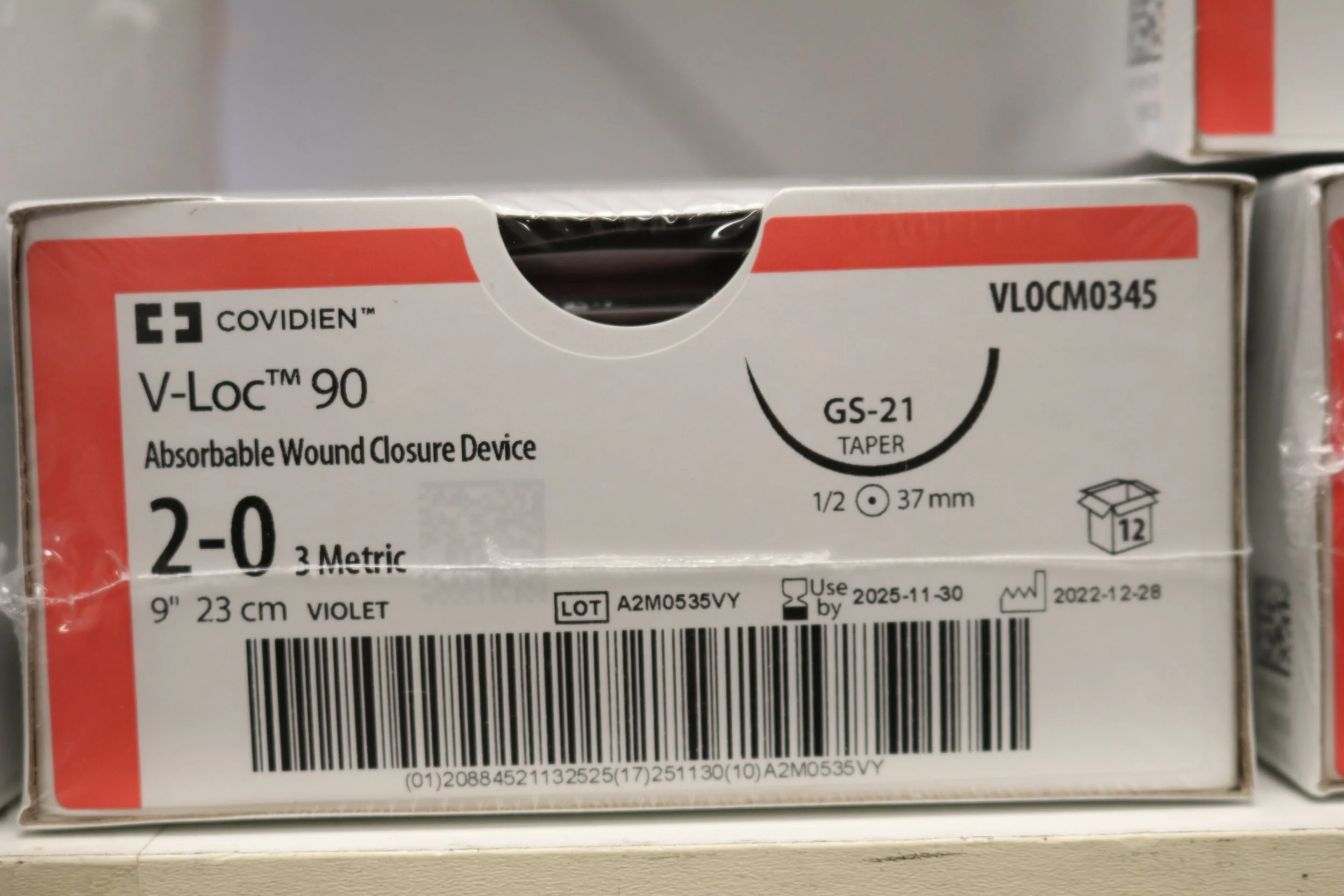 COVIDIEN | VLOCM0345 | PACK of 12/pc | V-LOC 90 Absorbable Wound Closure Device 2-0 3 Metric 9" 23cm VIOLET