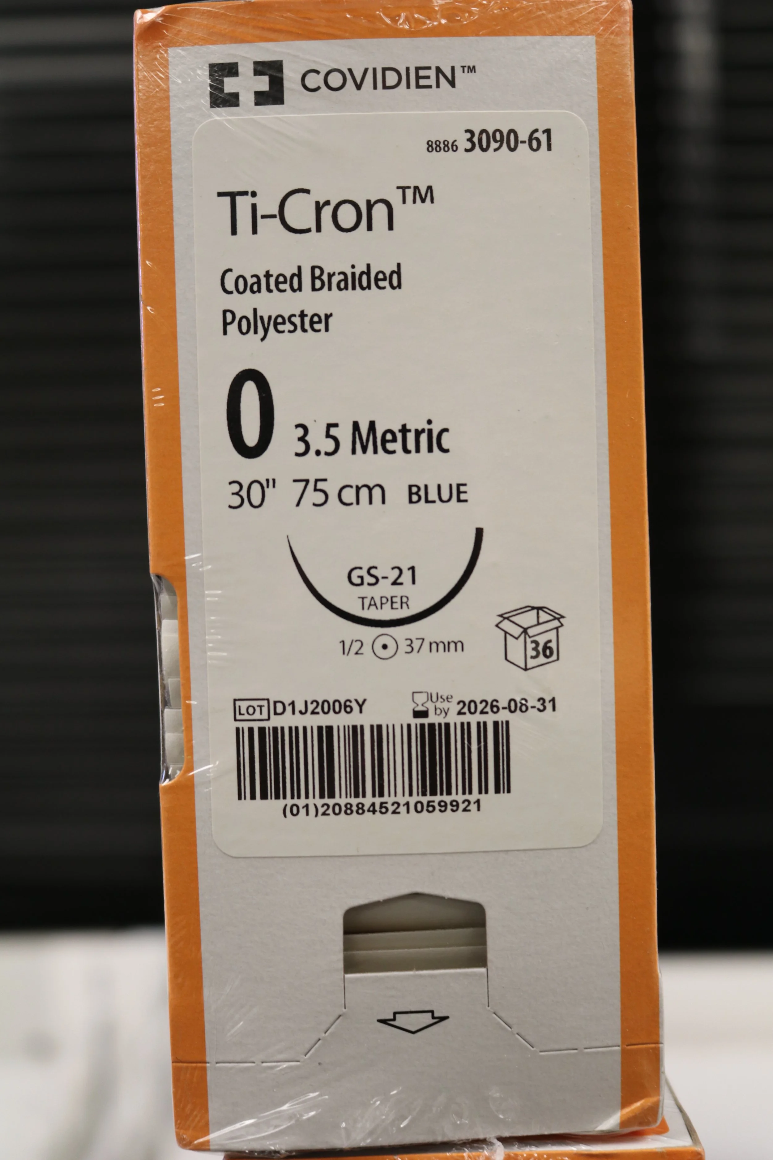 COVIDIEN | 3090-61 | PACK of 36/pc | Ti-Cron Coated Braided Polyester 0 3.5 Metric 30" 75cm BLUE