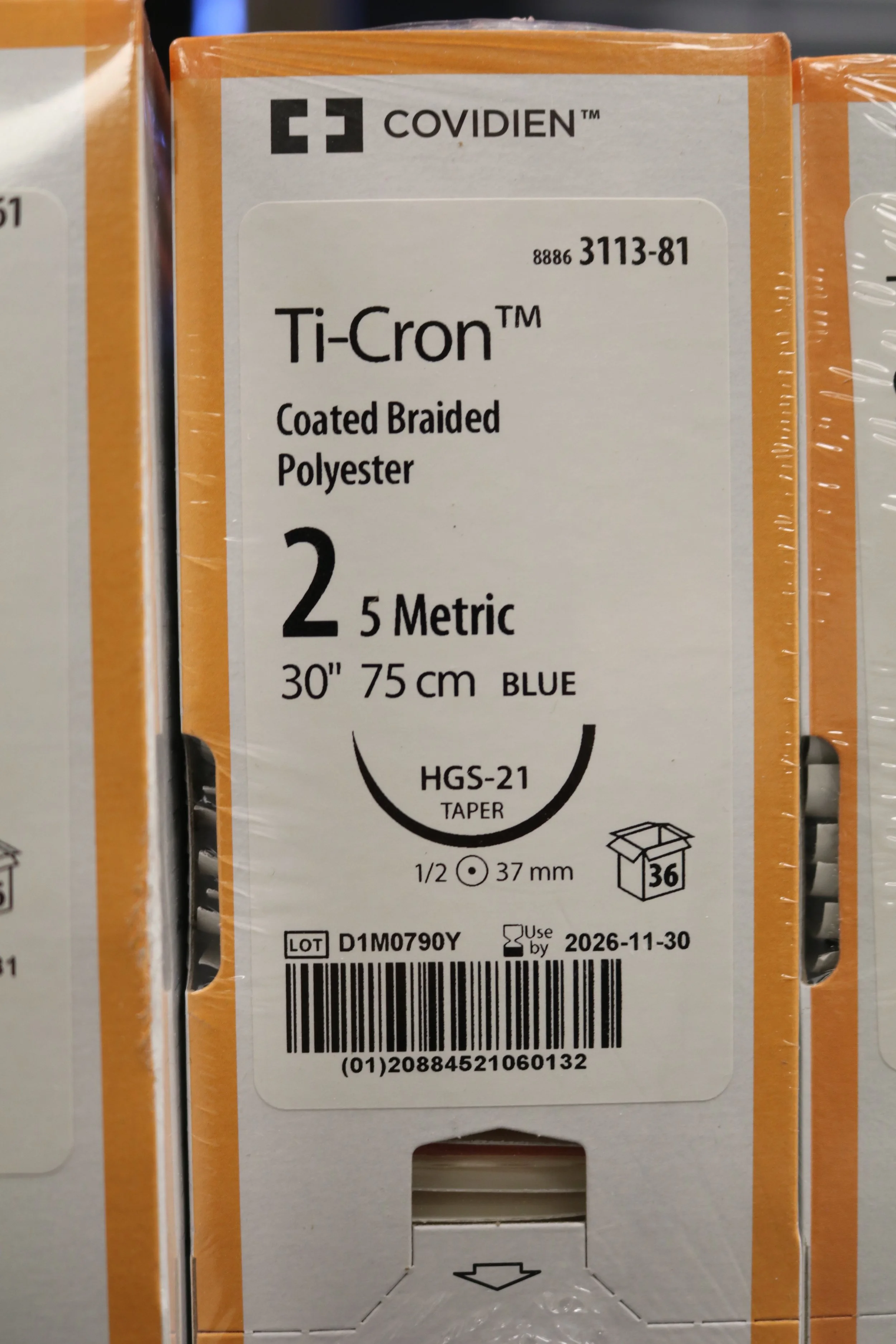 COVIDIEN | 3113-81 | PACK of 36/pc | Ti-Cron Coated Braided Polyester 2 5 Metric 30" 75cm BLUE