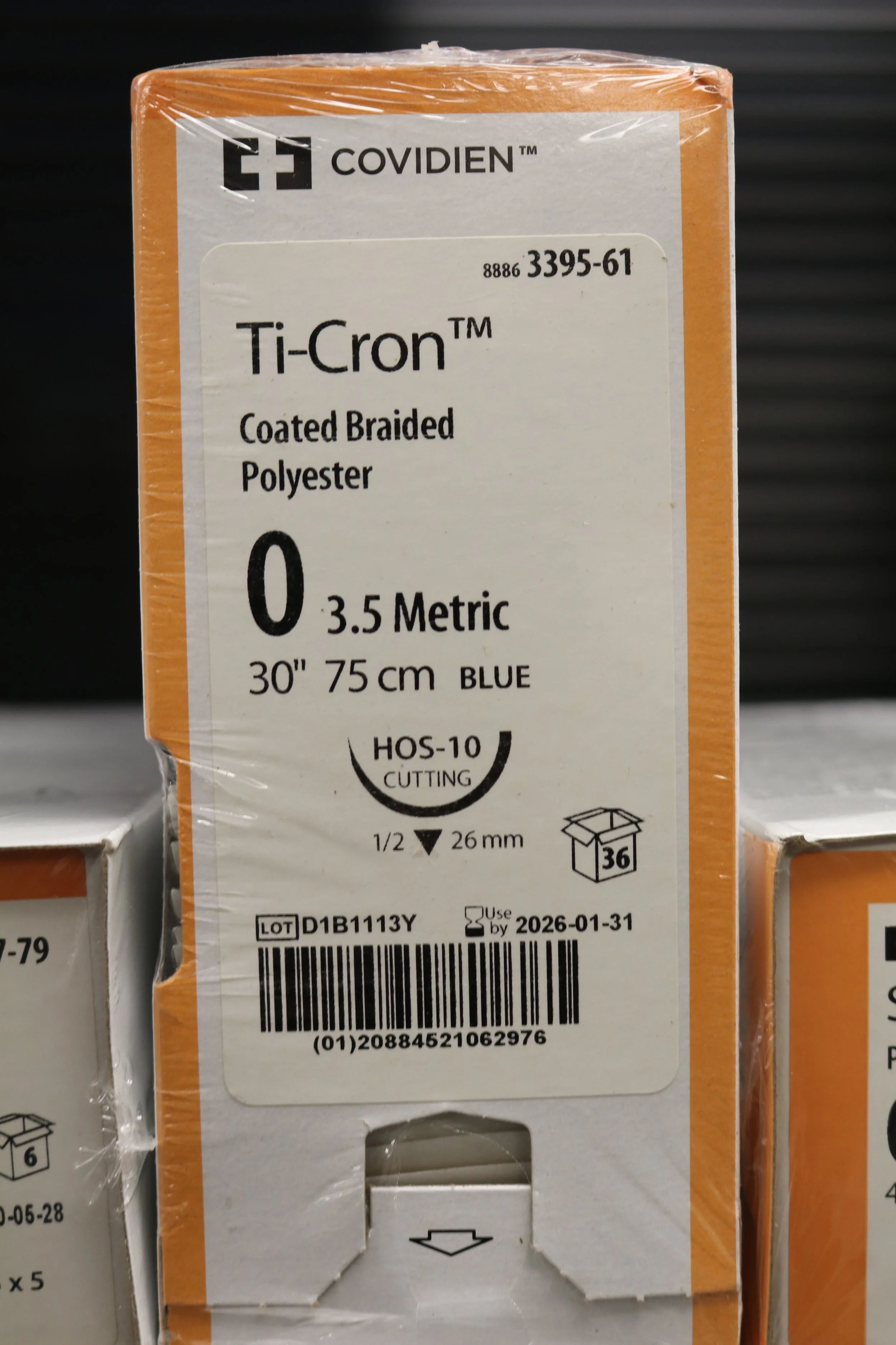 COVIDIEN | 3395-61 | PACK of 36/pc | Ti-Cron Coated Braided Polyester 0 3.5 Metric 30" 75cm BLUE