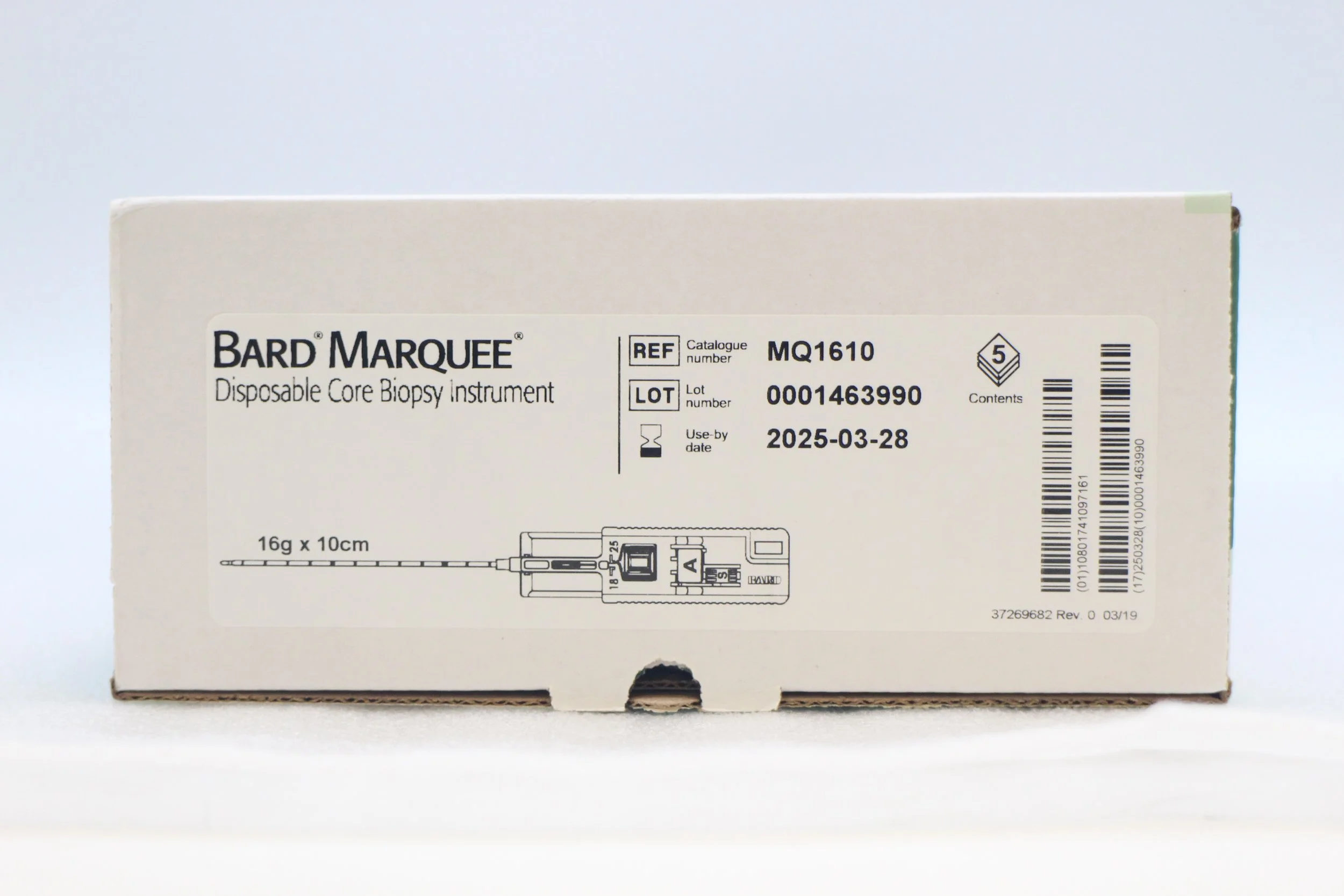 BARD | MQ1610 | Box of 5 | Marquee Disposable Core Biopsy Instrument 16g x 10cm