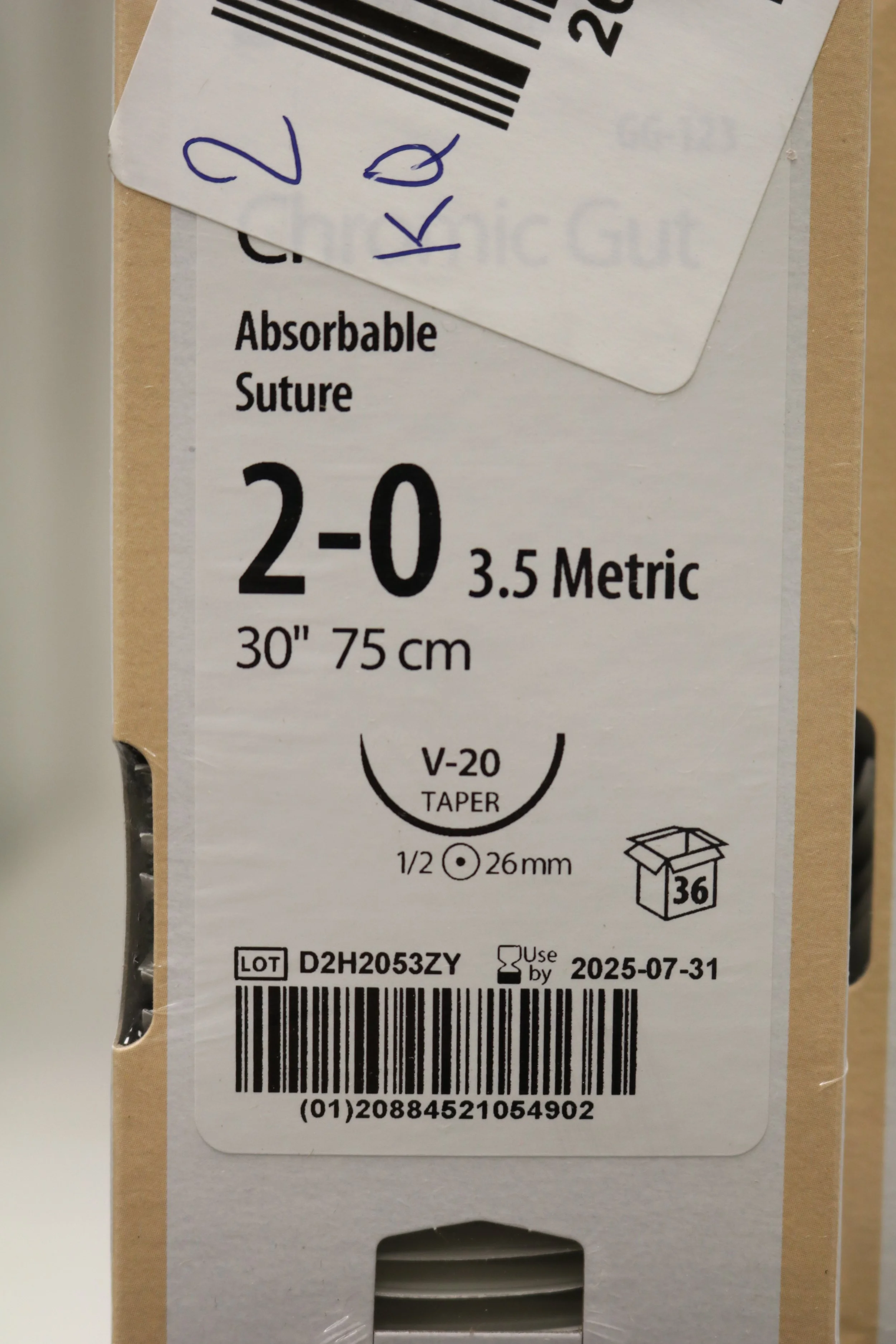 COVIDIEN | GG-123 | PACK of 36/pc | Chronic Gut Absorbable Suture 2-0 3.5 Metric 30" 75cm