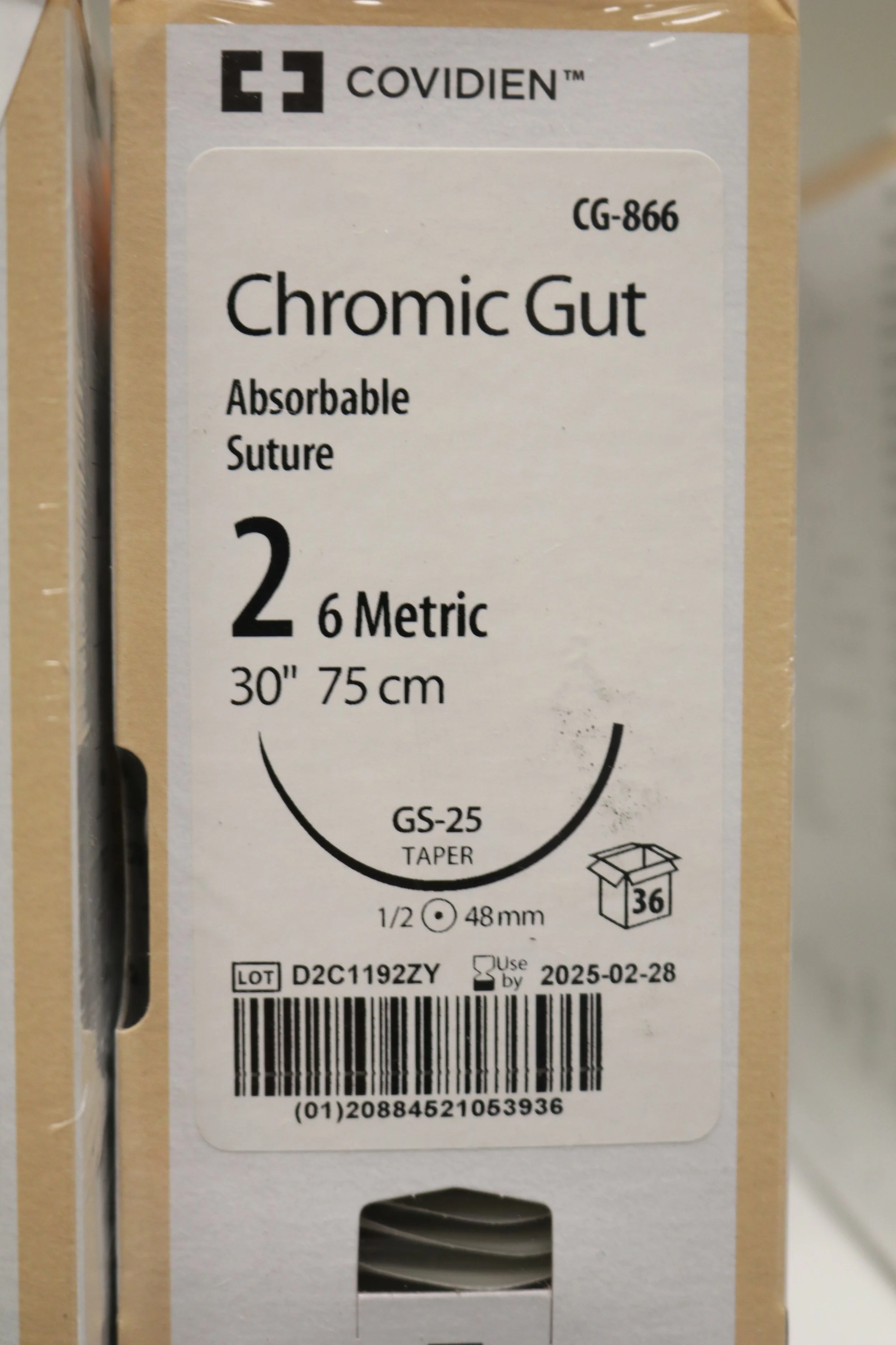 COVIDIEN | CG-866 | PACK of 36/pc | Chronic Gut Absorbable Suture 2 6 Metric 30" 75cm