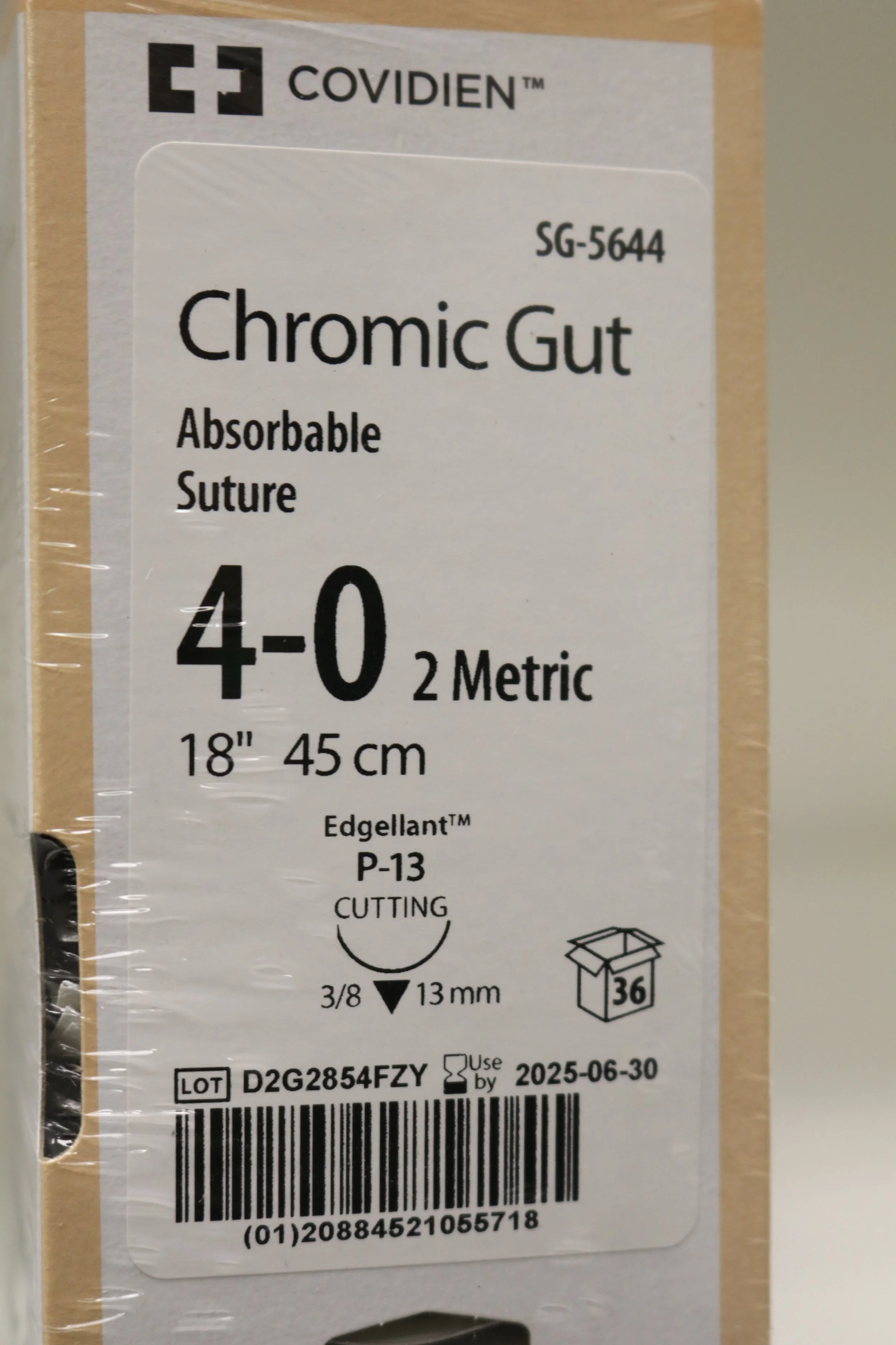 COVIDIEN | SG-5644 | PACK of 36/pc | Chronic Gut Absorbable Suture 4-0 2 Metric 18" 45cm