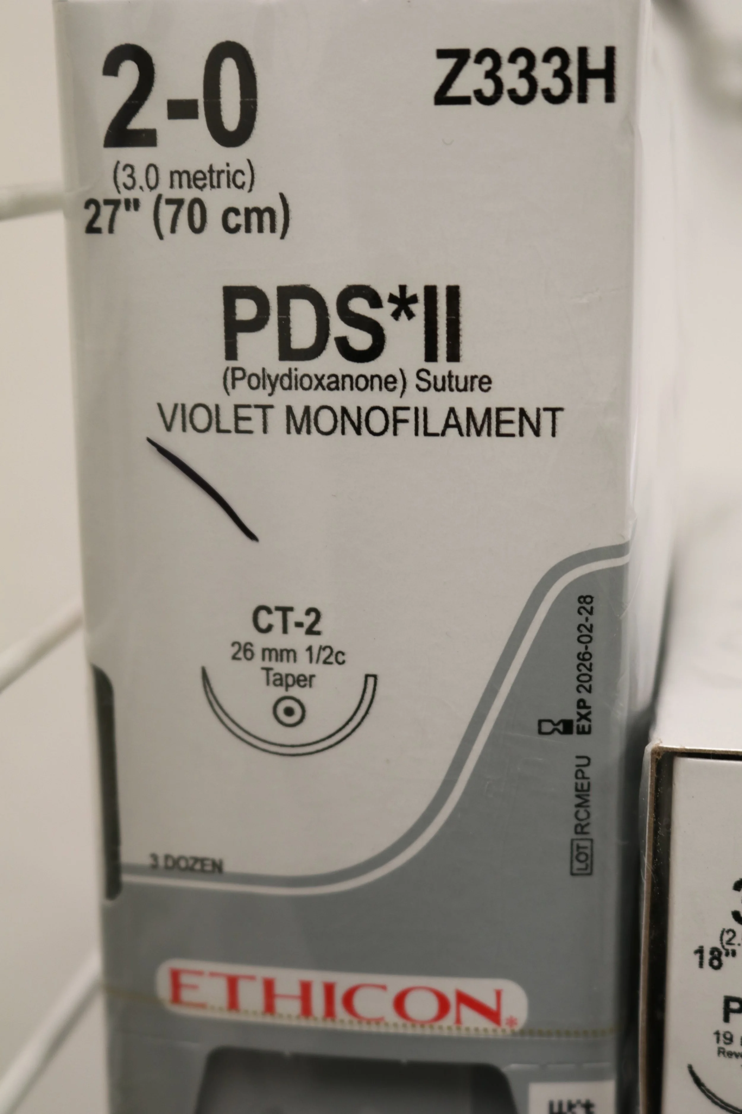 ETHICON | Z333H | PDS*II (Polydioxanone) Suture VIOLET MONOFILAMENT 27" (70 cm)