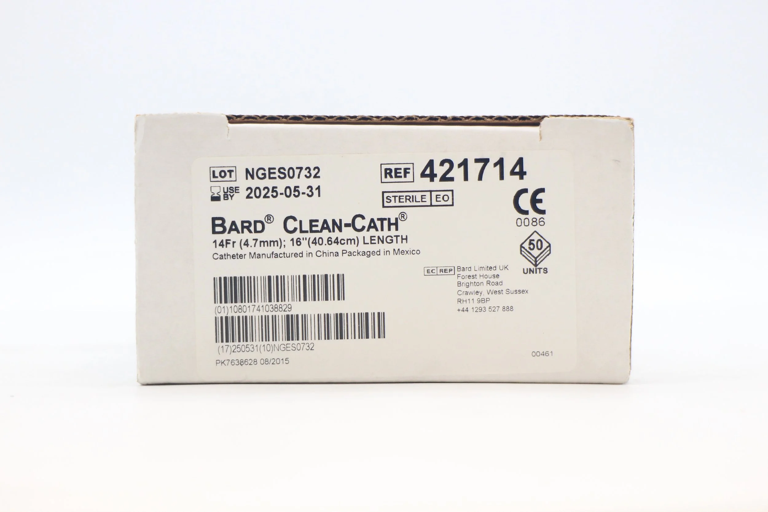 Bard | 421714 | Box of 50 | Clean-Cath Intermittent Catheter 14Fr (4.7mm) 16" (40.64cm) length