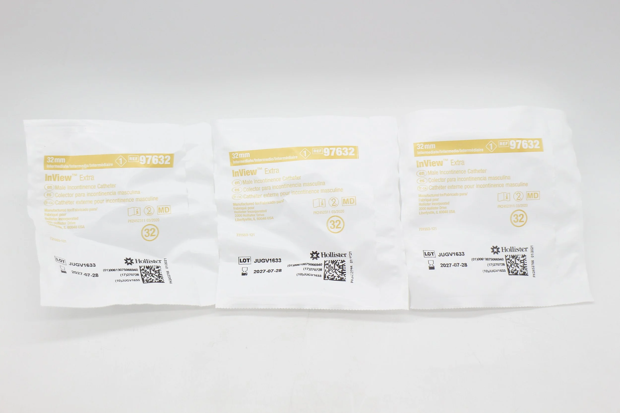 Hollister | 97632 | Box of 100 | InView Extra Male Incontinence Catheter 32mm Intermediate