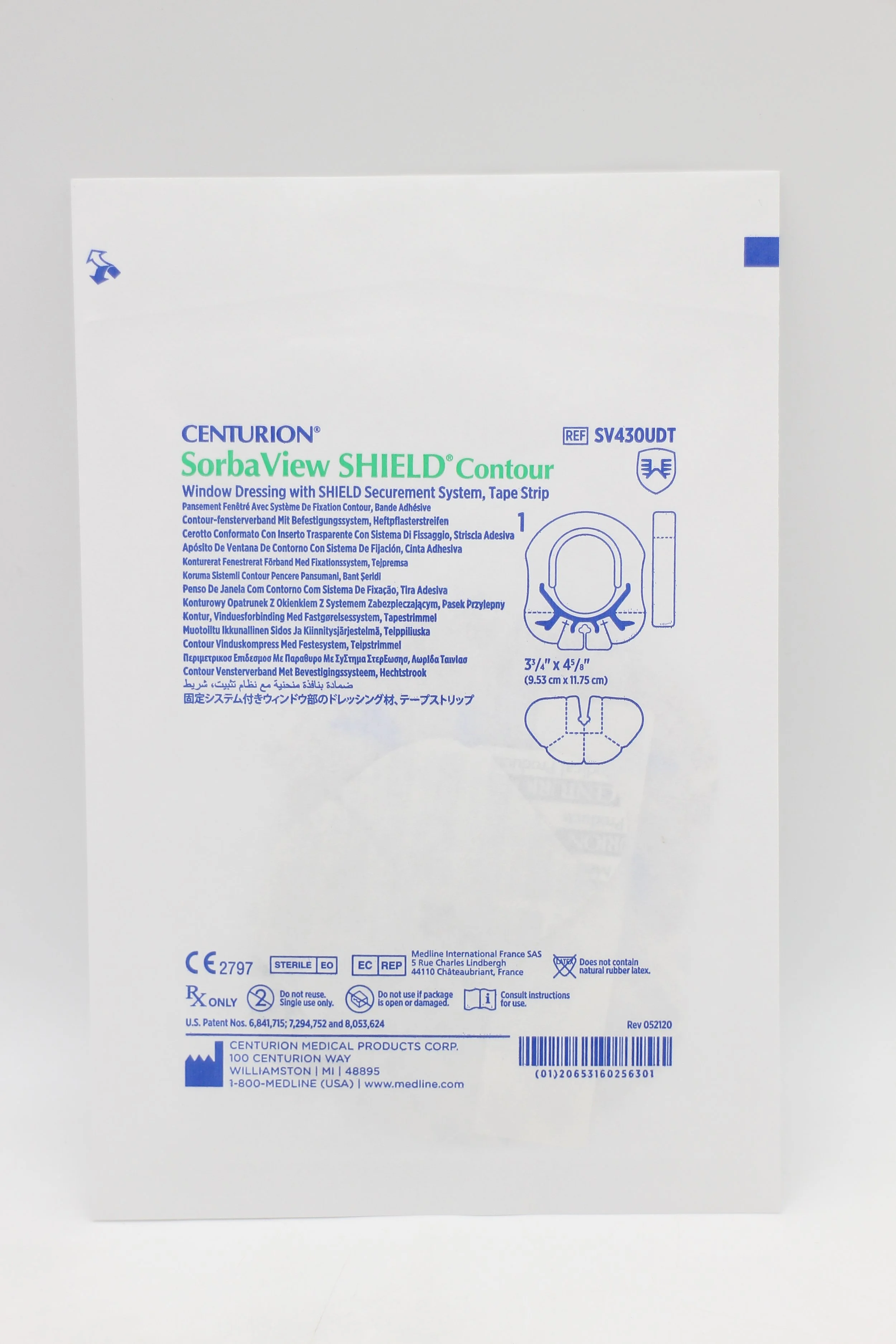Centurion | SV430UDT | Box of 50 | SorbaView SHIELD Contour Window Dressing with SHIELD Securement System, Tape Strip
