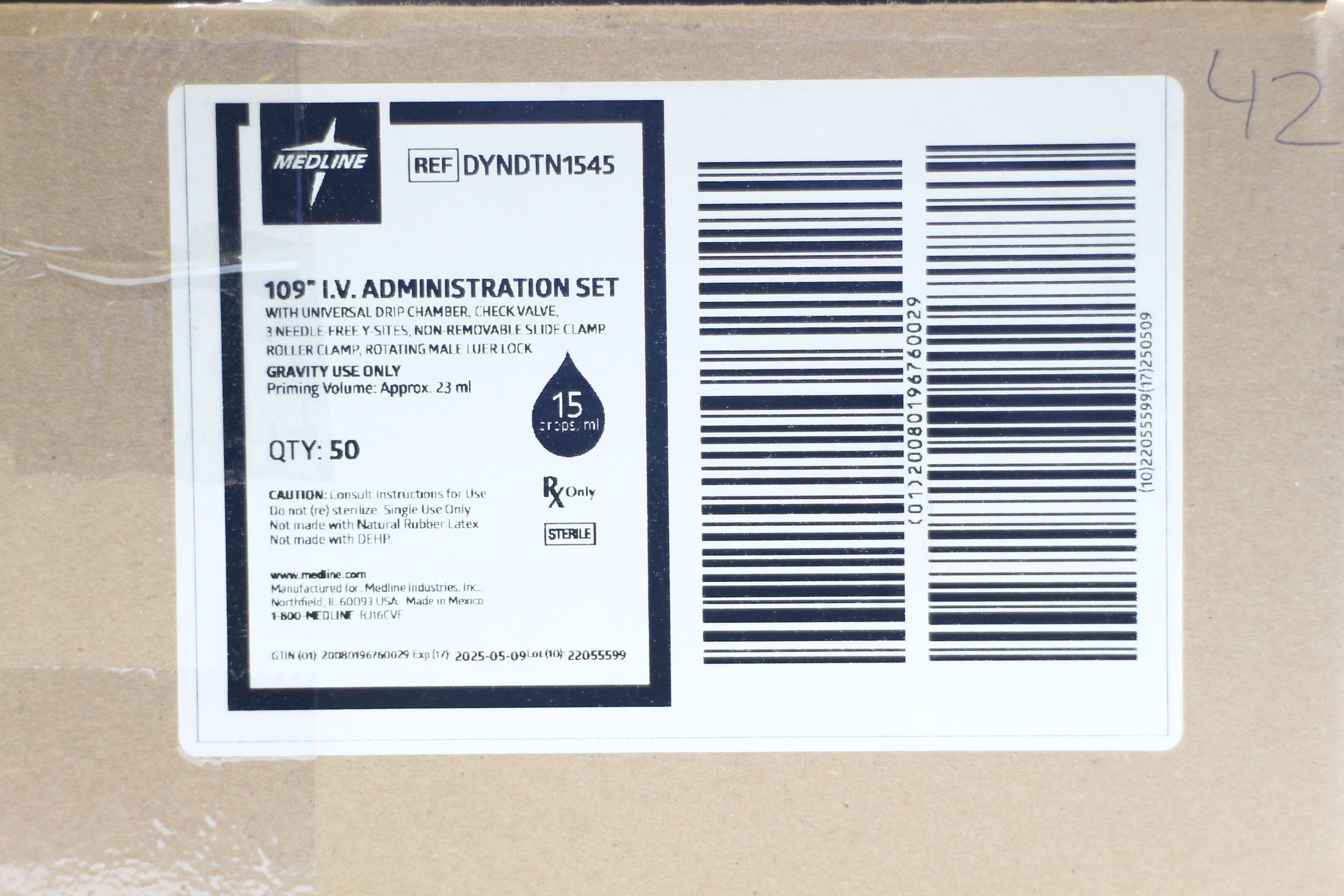Medline | DYNDTN1545 | Box of 50 | 109" I.V. Administration Set