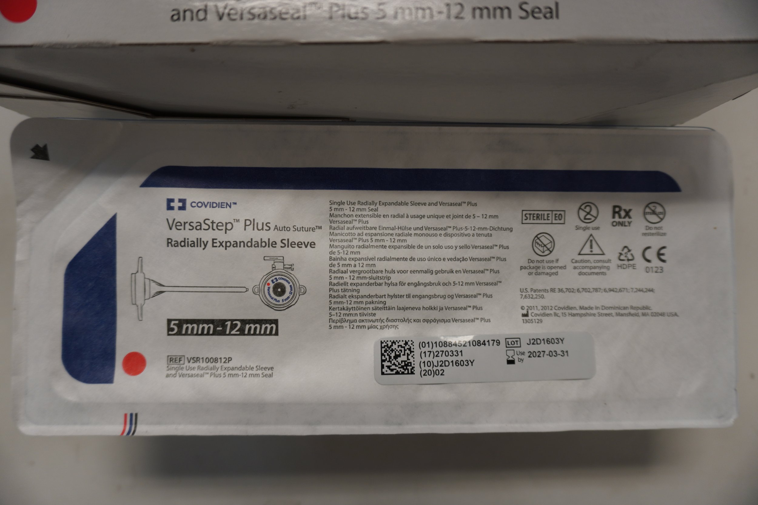 COVIDIEN | VSR100812P | IN-DATE | Eaches | VersaStep Plus Auto Suture Radially Expandable Sleeve 5mm-12mm